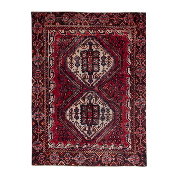 Persian Sirjan accent rug in burgundy and deep red, 4'3" x 5'7"