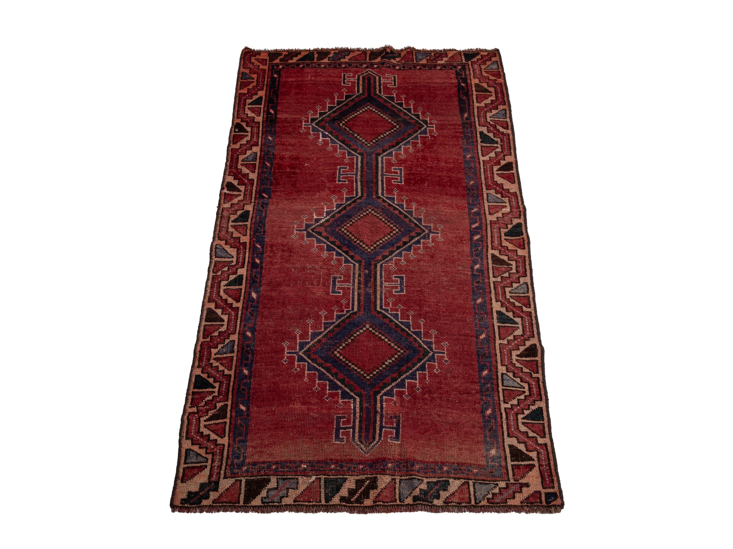 Persian Shiraz runner rug in deep red and burgundy, view 2 of 18