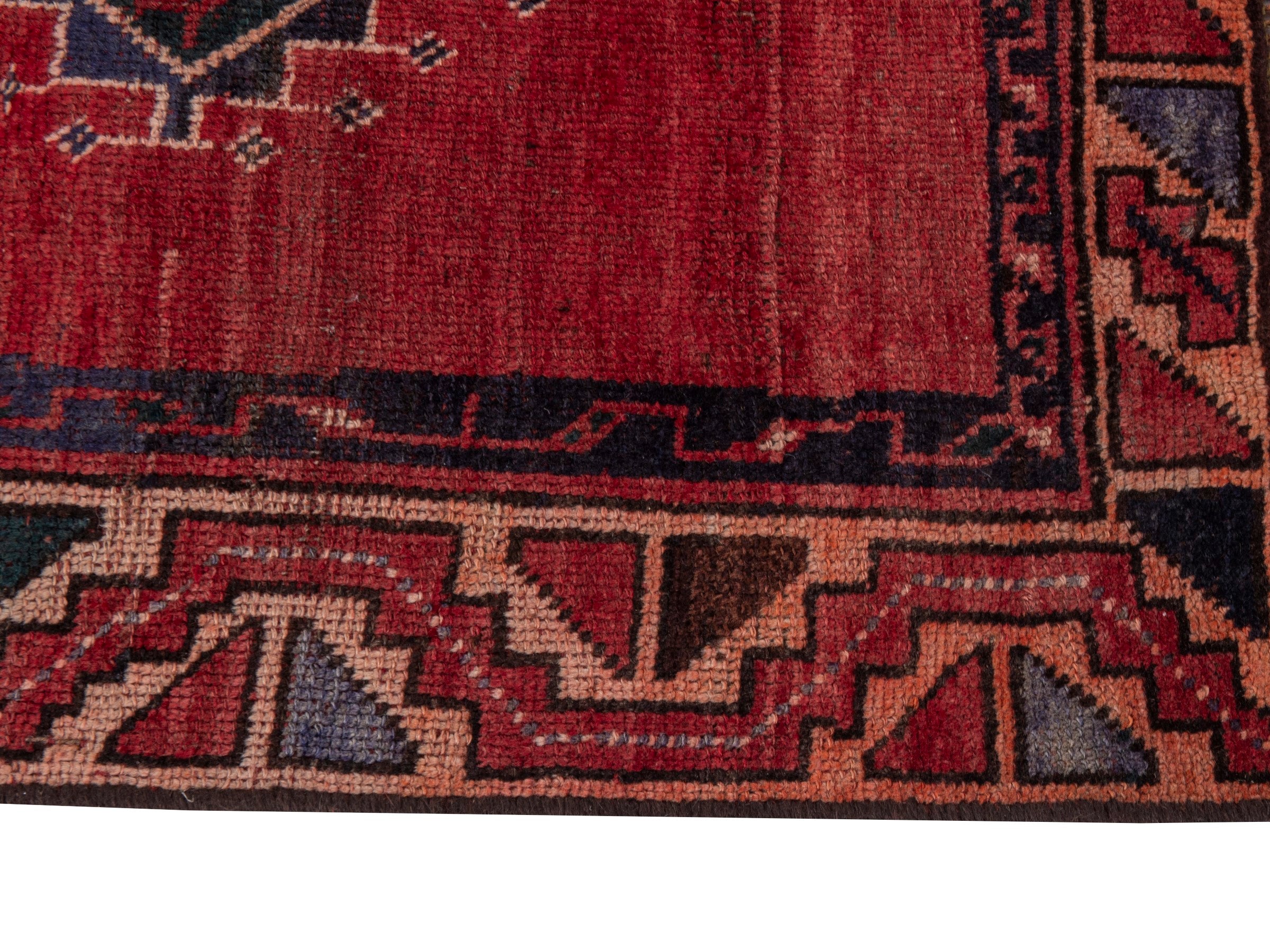 Persian Shiraz runner rug in deep red and burgundy, view 5 of 18
