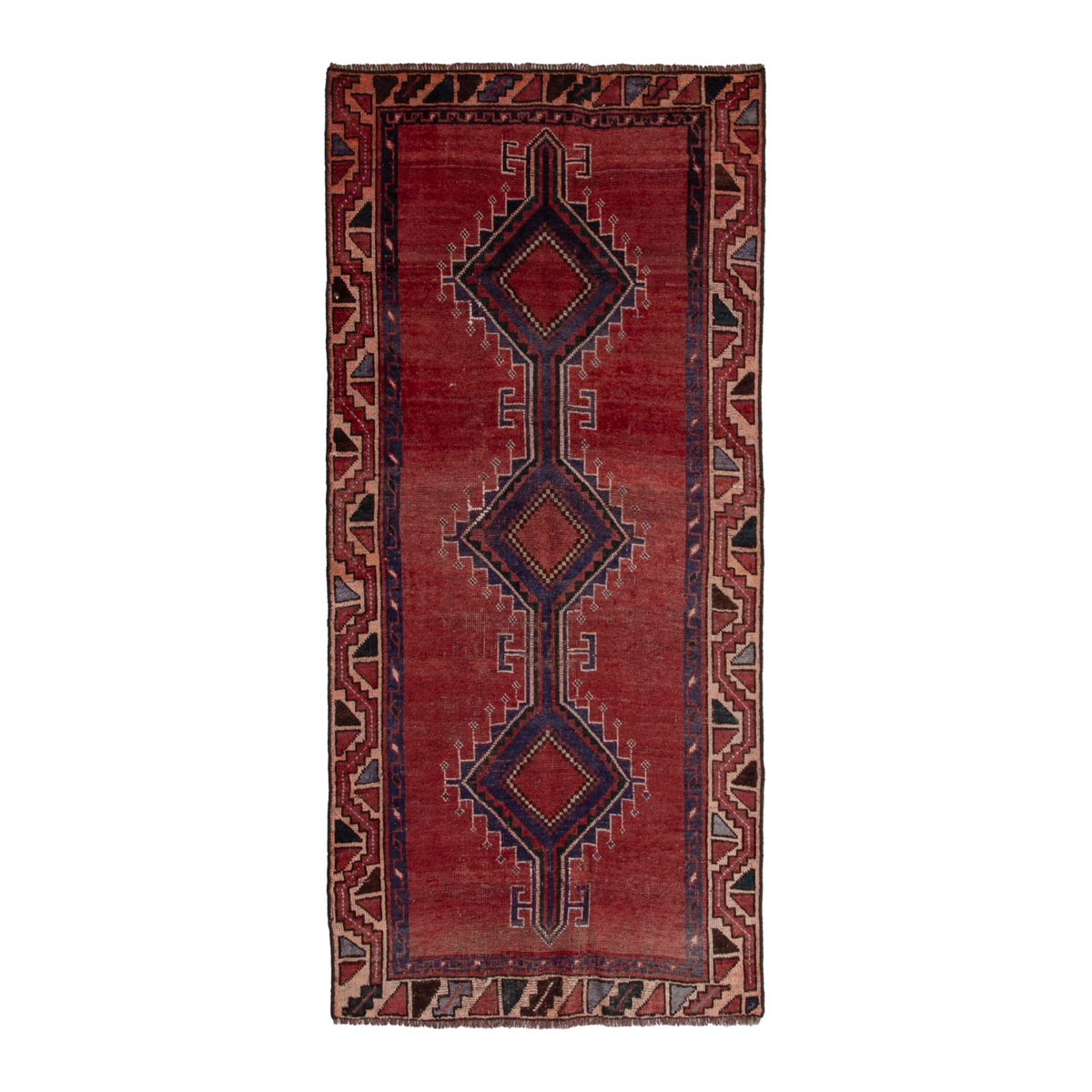 Persian Shiraz runner rug in deep red and burgundy, 3'8" x 7'7"