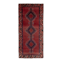 Persian Shiraz runner rug in deep red and burgundy, 3'8" x 7'7"