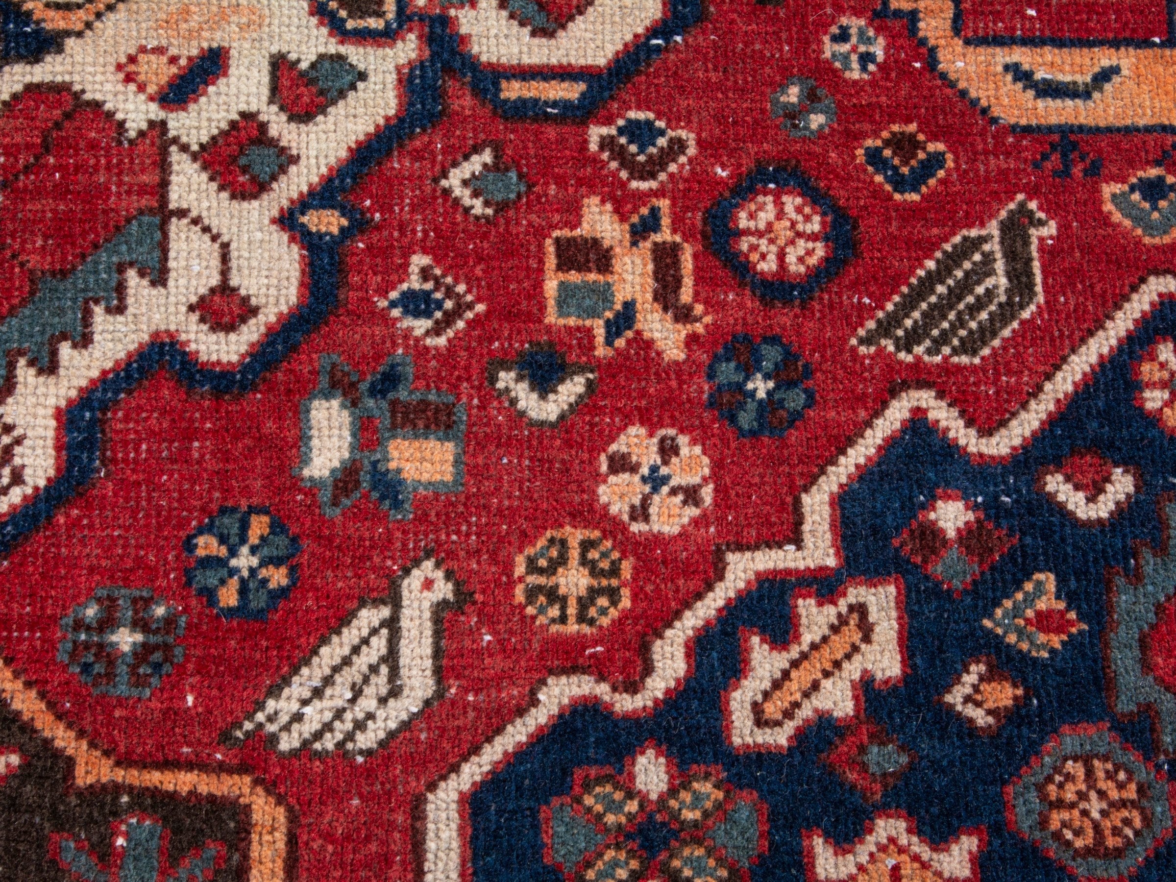 Persian Bakhtiari area rug in burgundy and deep red, view 11 of 19