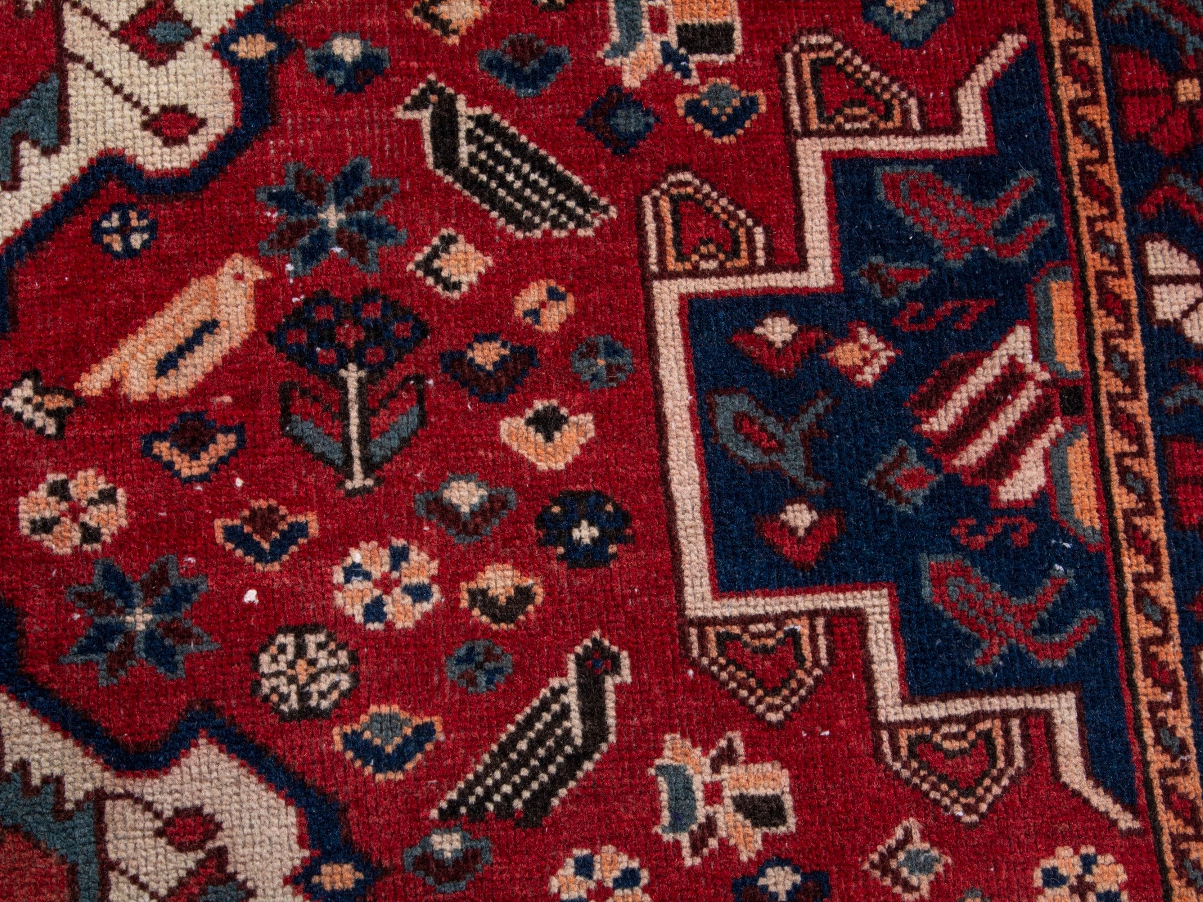 Persian Bakhtiari area rug in burgundy and deep red, view 13 of 19