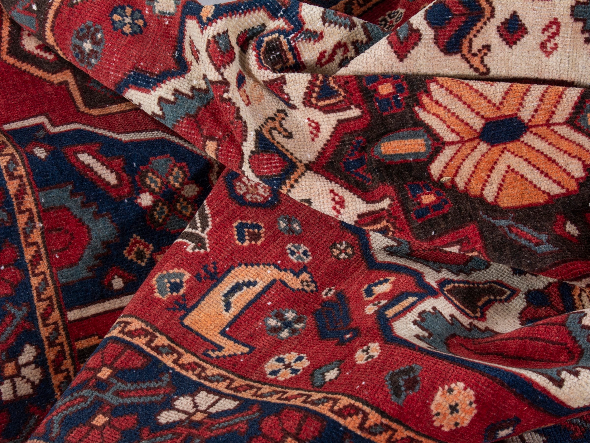 Persian Bakhtiari area rug in burgundy and deep red, view 16 of 19