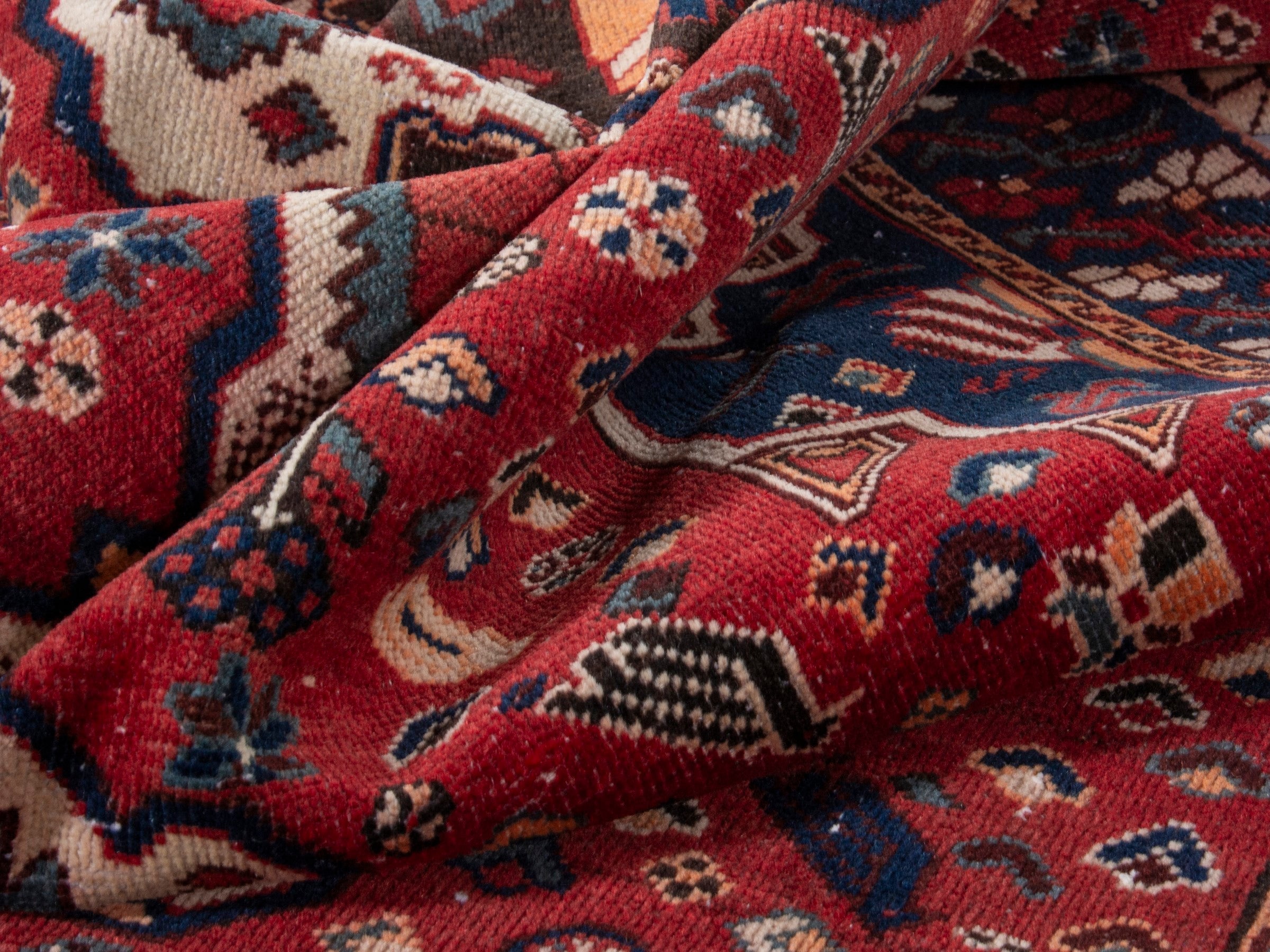 Persian Bakhtiari area rug in burgundy and deep red, view 17 of 19