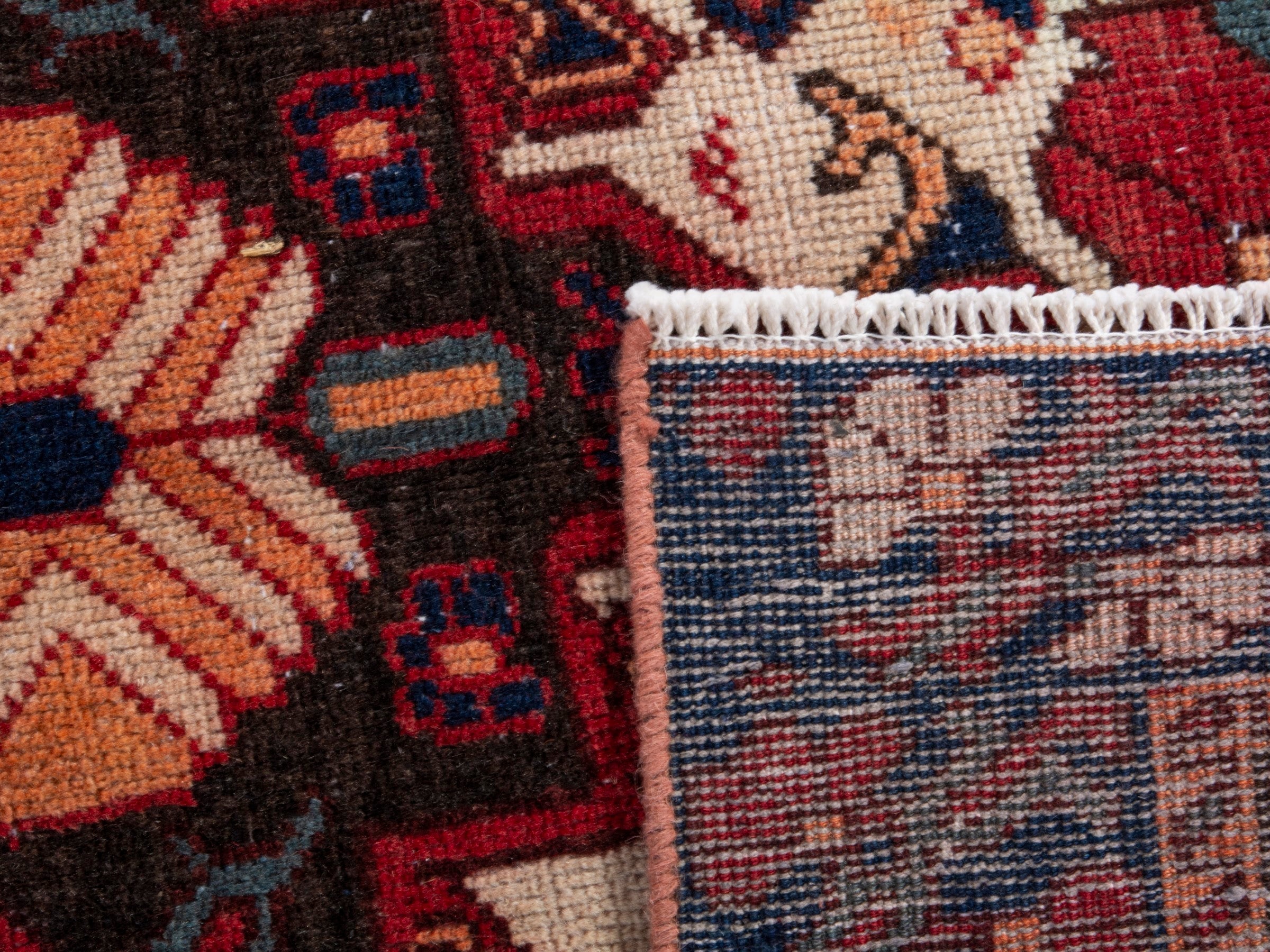 Persian Bakhtiari area rug in burgundy and deep red, view 19 of 19