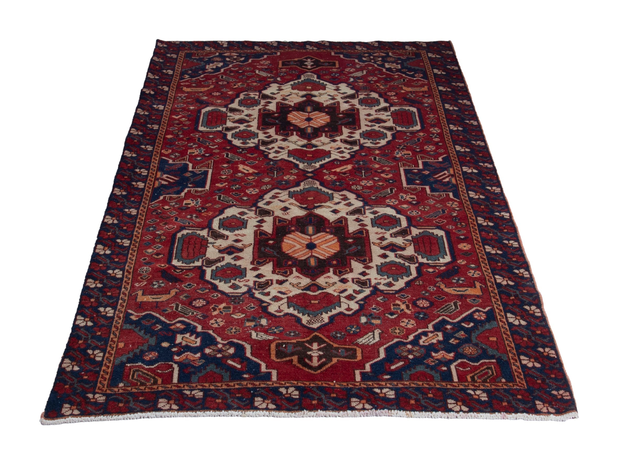 Persian Bakhtiari area rug in burgundy and deep red, view 2 of 19