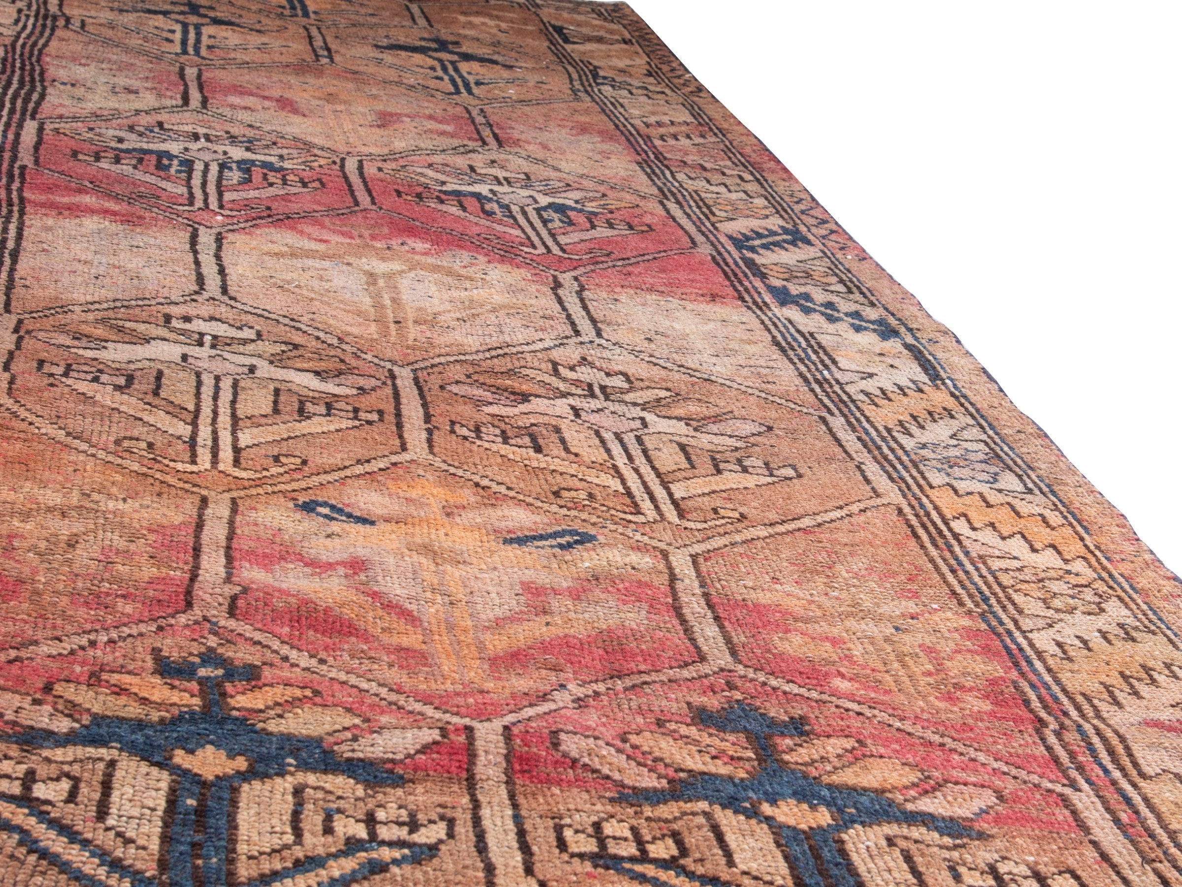 Persian Shiraz runner rug in terracotta and rose, view 10 of 18
