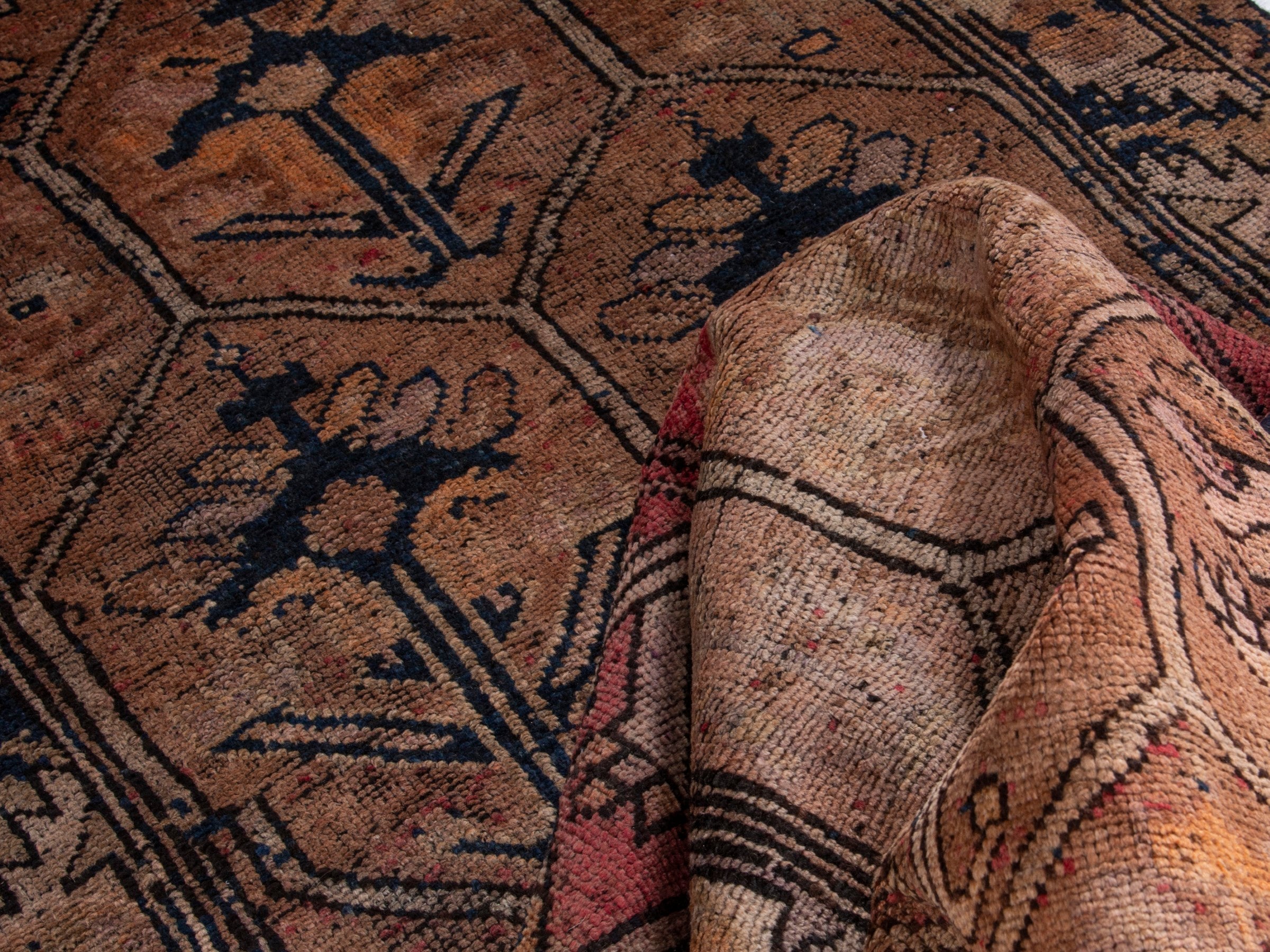 Persian Shiraz runner rug in terracotta and rose, view 14 of 18