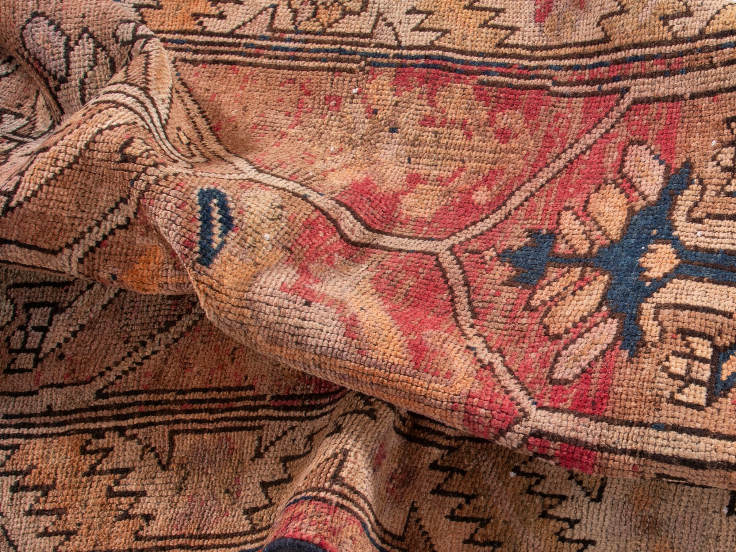Persian Shiraz runner rug in terracotta and rose, view 17 of 18