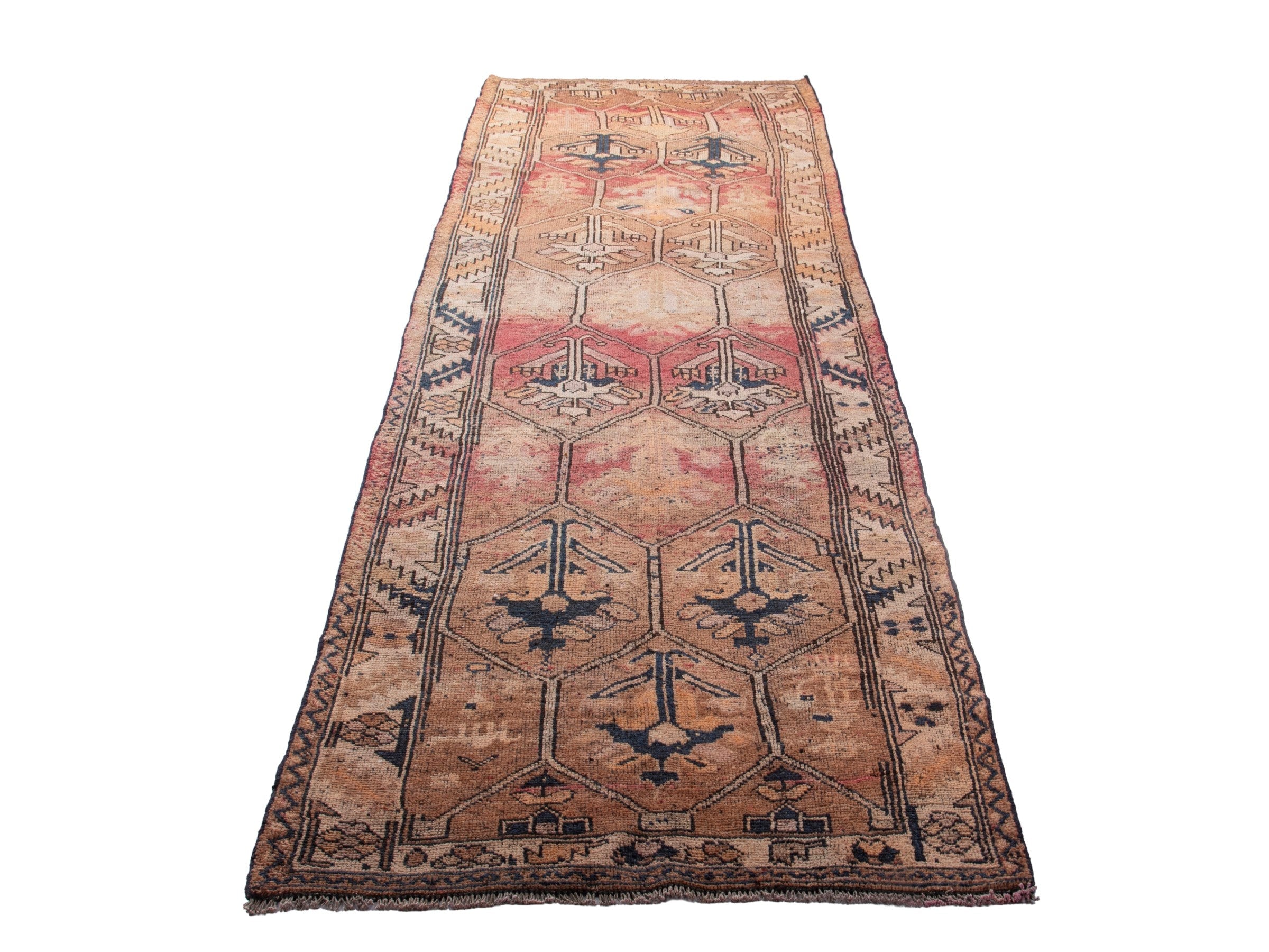 Persian Shiraz runner rug in terracotta and rose, view 3 of 18