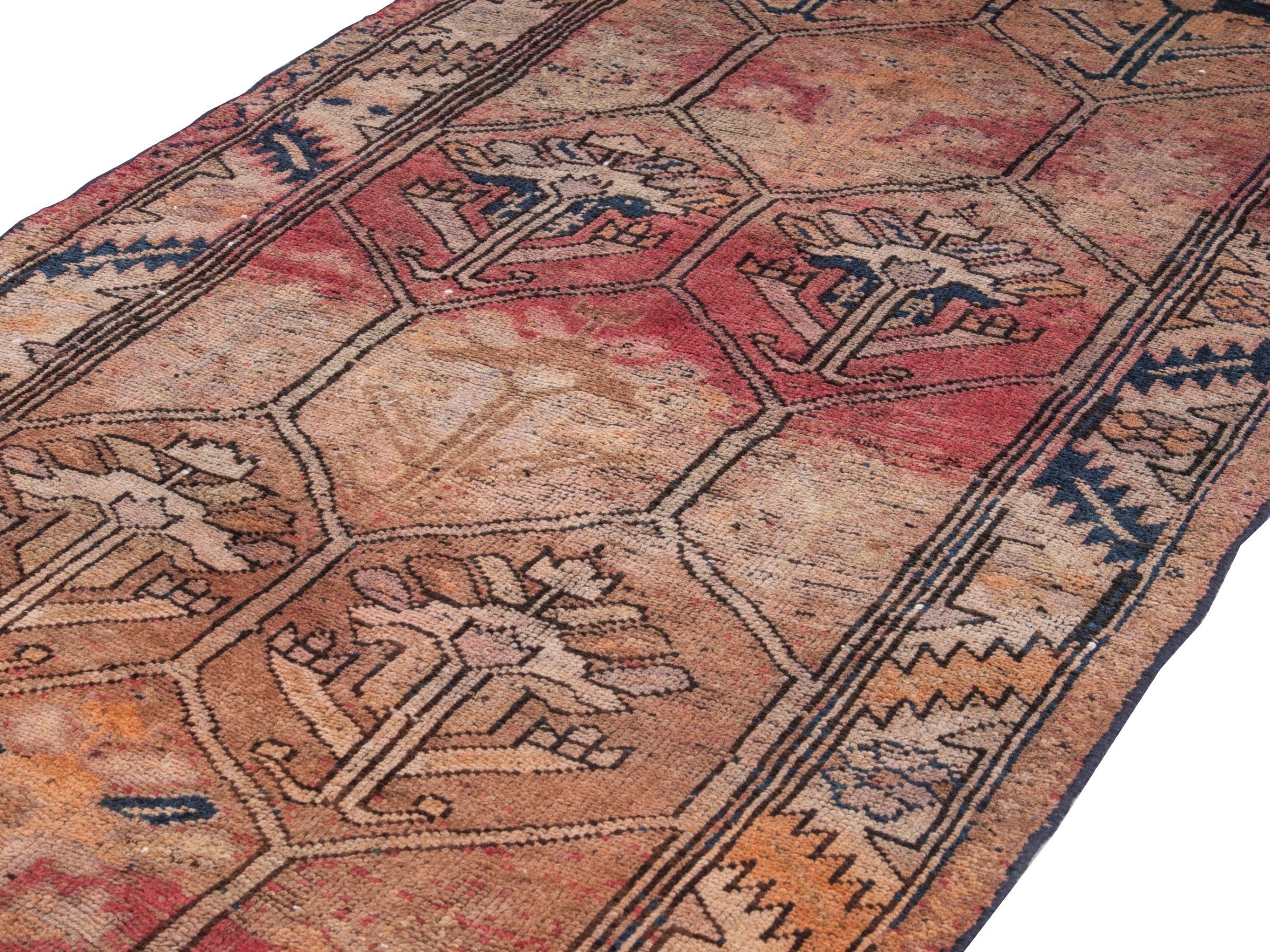 Persian Shiraz runner rug in terracotta and rose, view 9 of 18