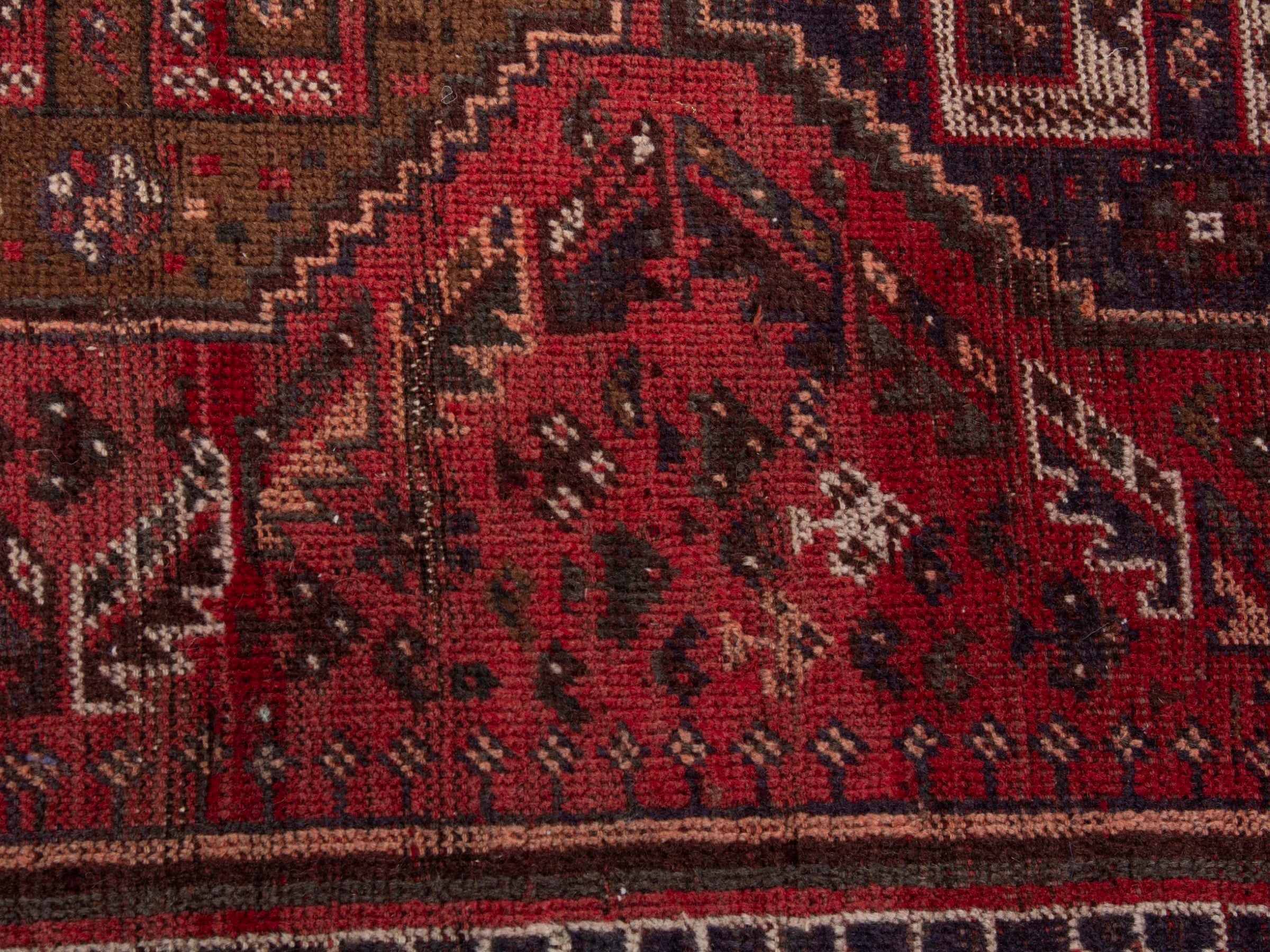Persian Shiraz area rug in deep red and burgundy, view 12 of 17