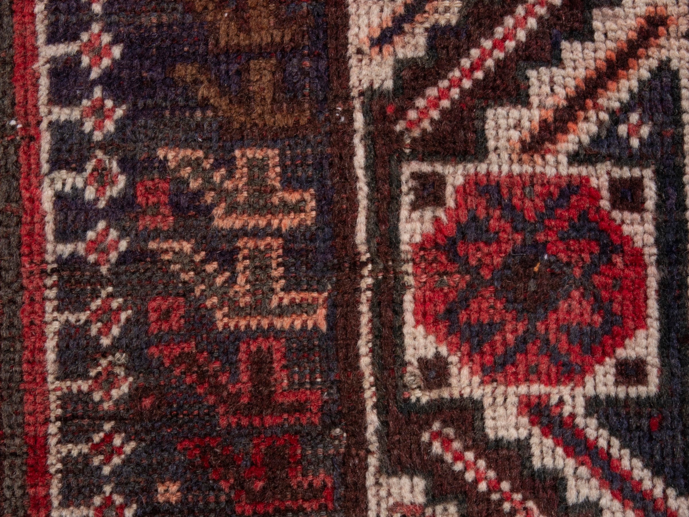 Persian Shiraz area rug in deep red and burgundy, view 13 of 17