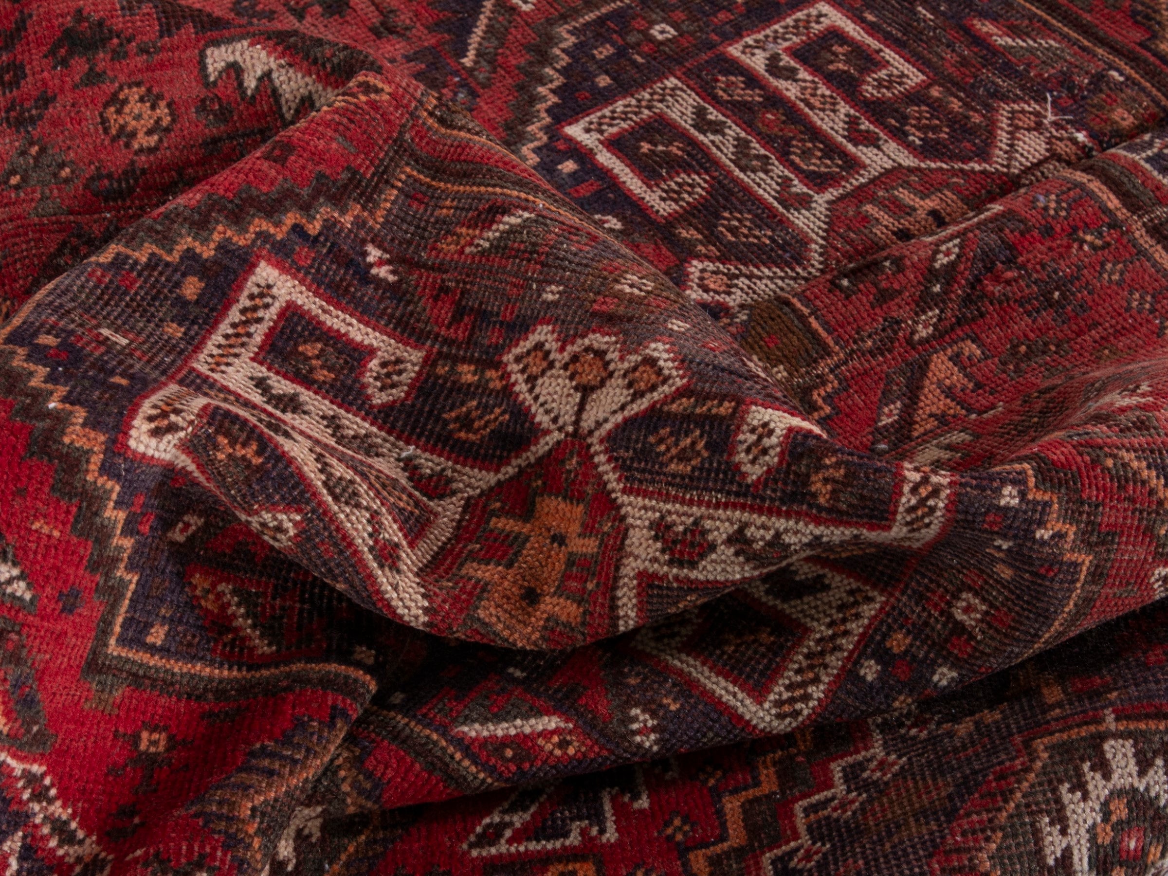 Persian Shiraz area rug in deep red and burgundy, view 15 of 17