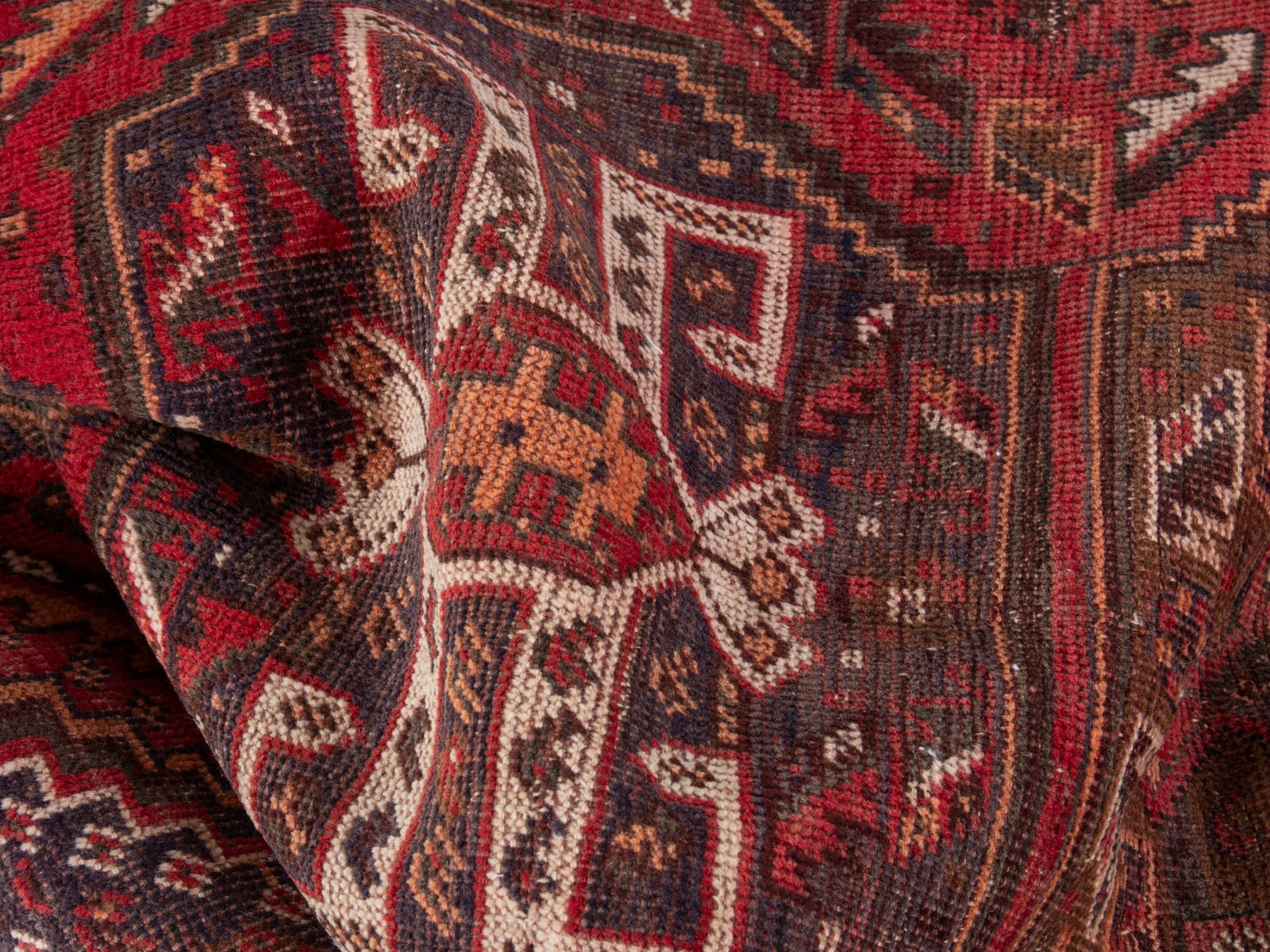 Persian Shiraz area rug in deep red and burgundy, view 16 of 17