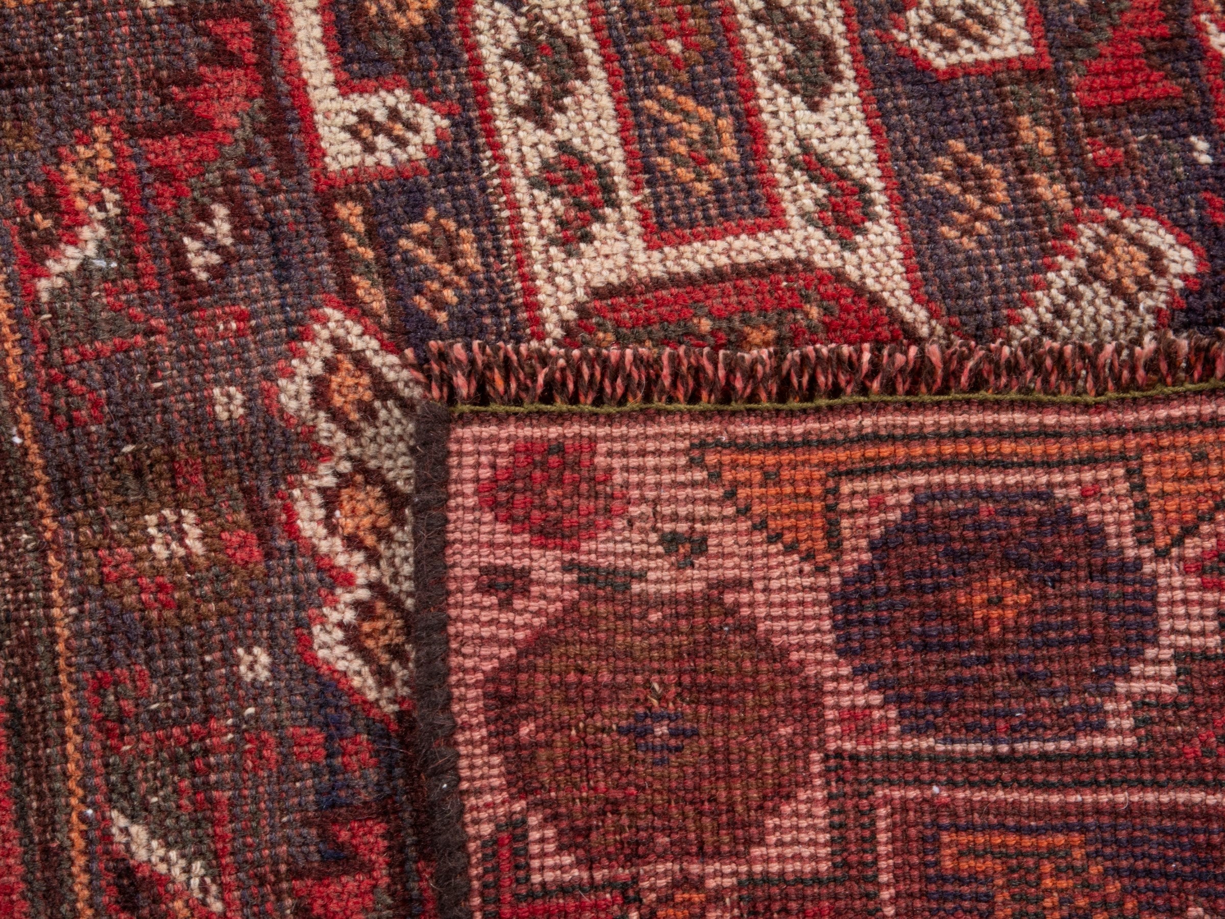 Persian Shiraz area rug in deep red and burgundy, view 17 of 17