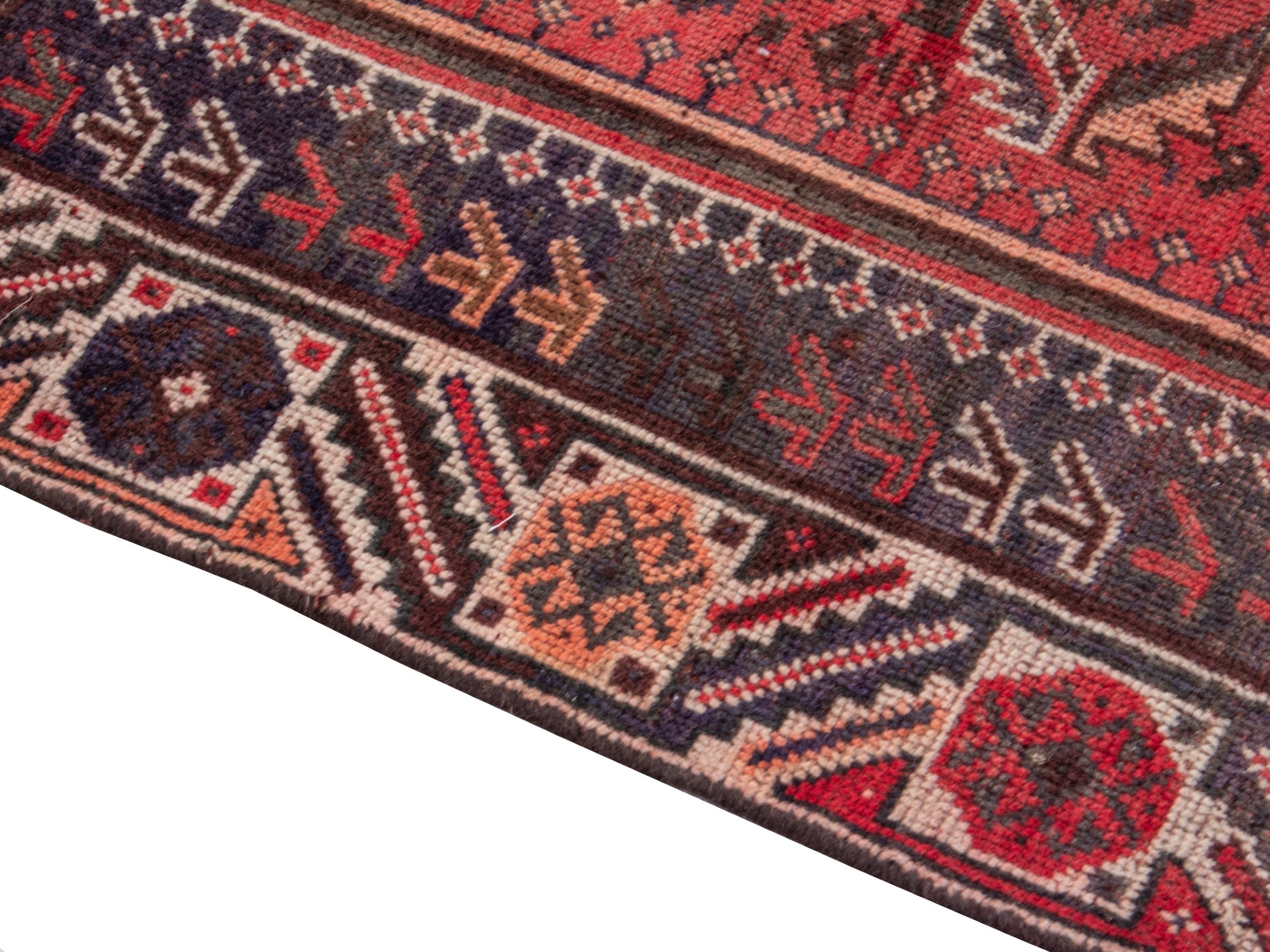 Persian Shiraz area rug in deep red and burgundy, view 8 of 17