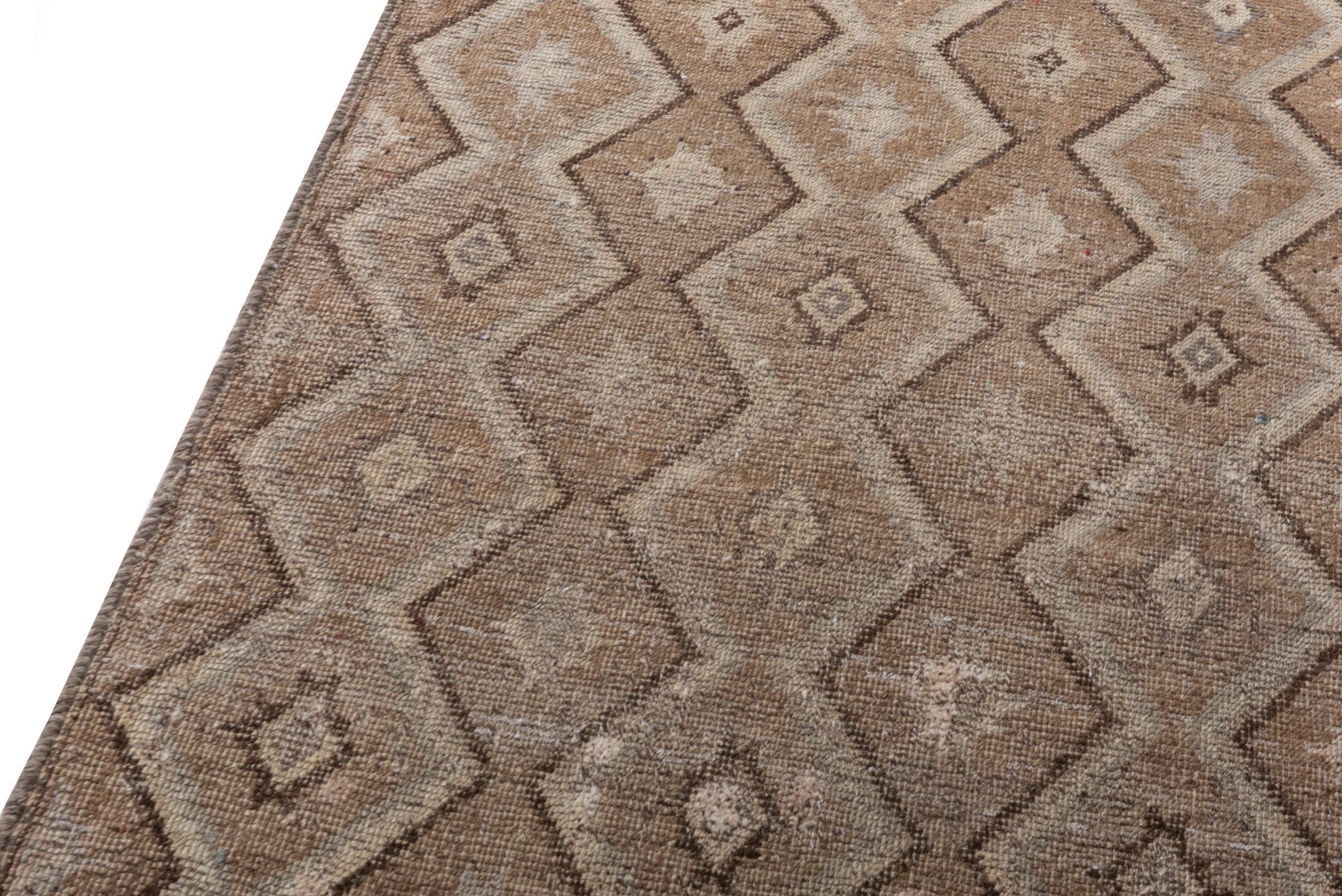 Persian Shiraz accent rug in taupe and greige, view 7 of 17