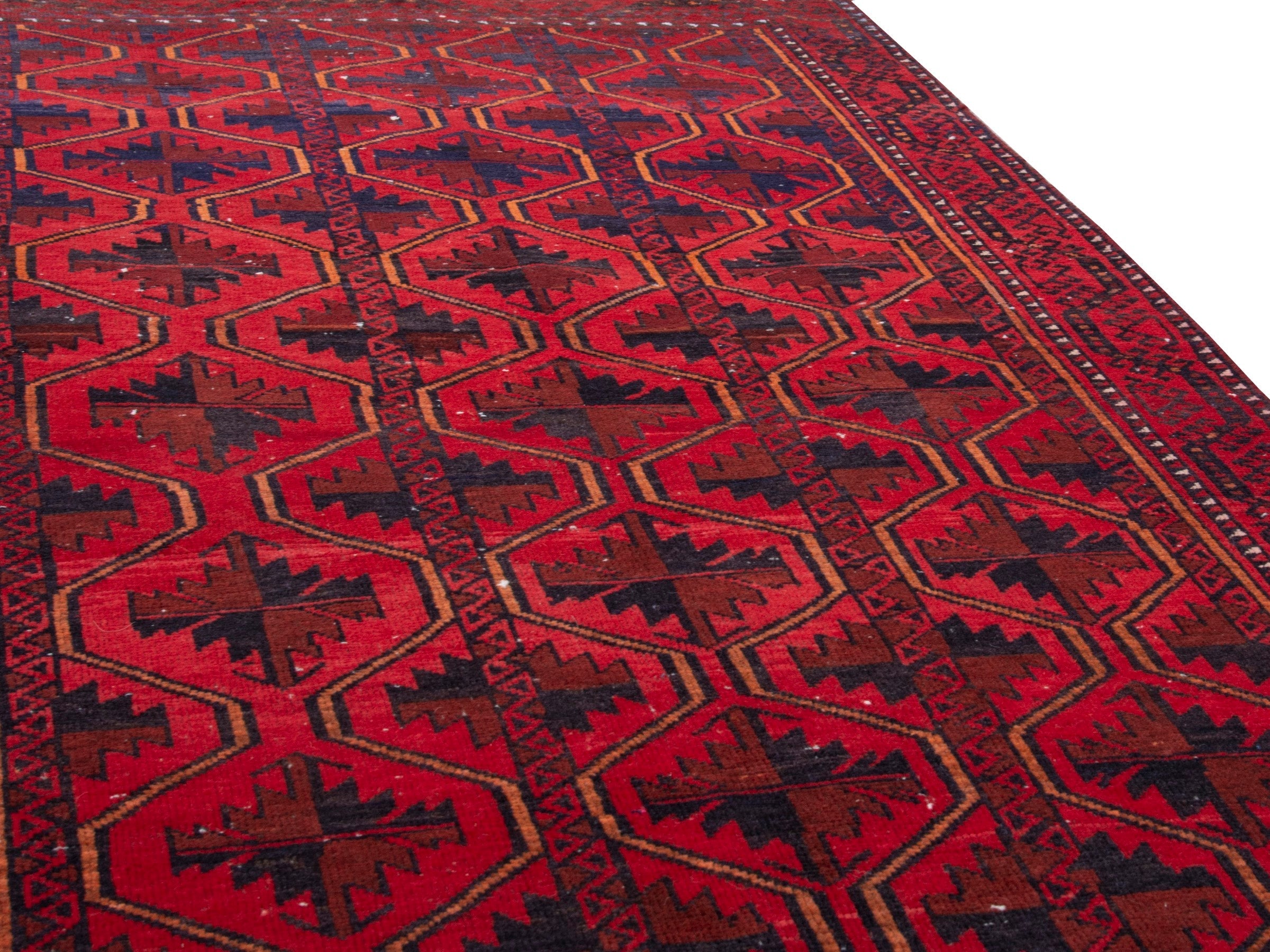 Persian Baluch accent rug in burgundy and deep red, view 9 of 17
