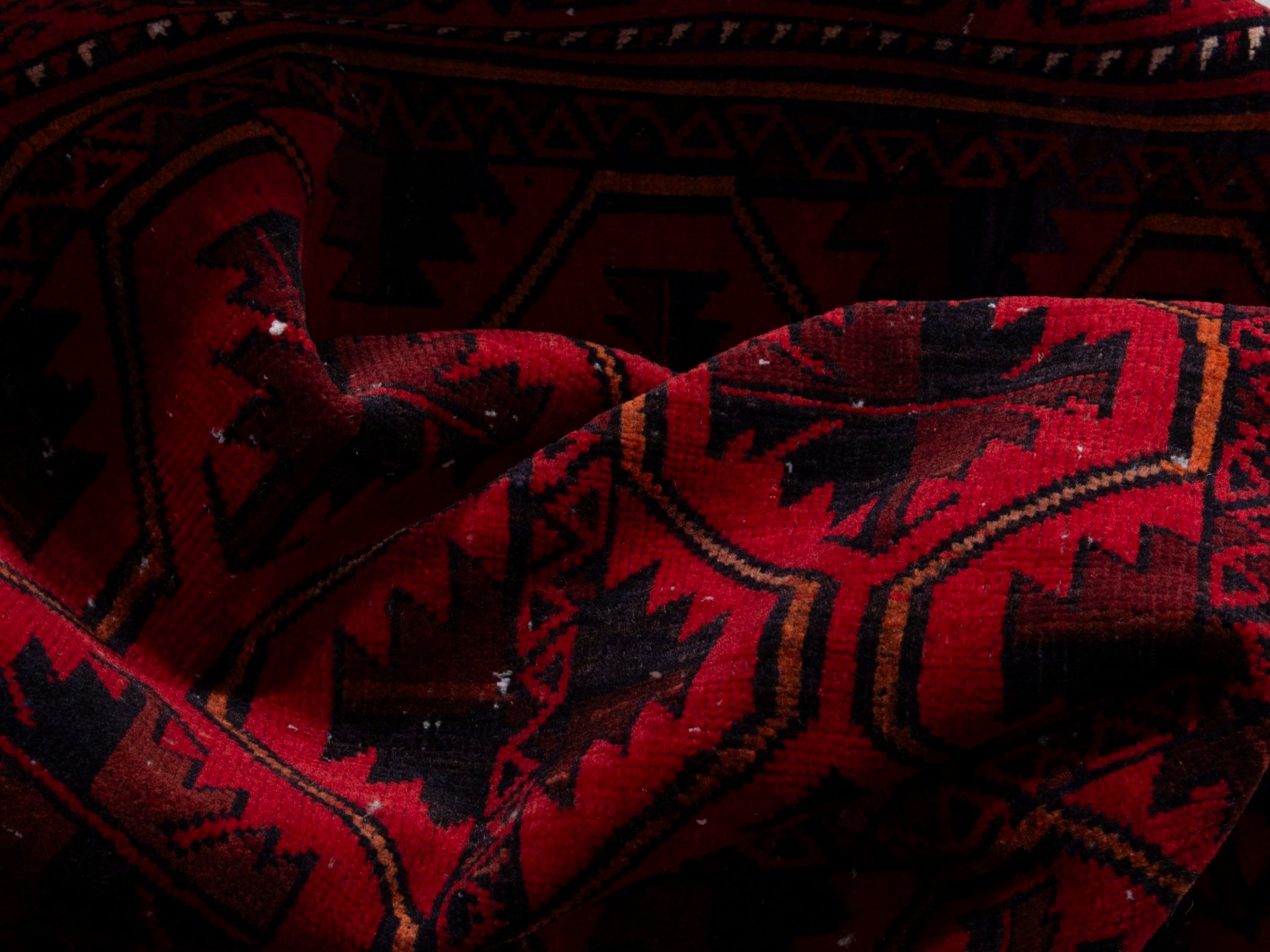 Persian Baluch accent rug in burgundy and deep red, view 15 of 17