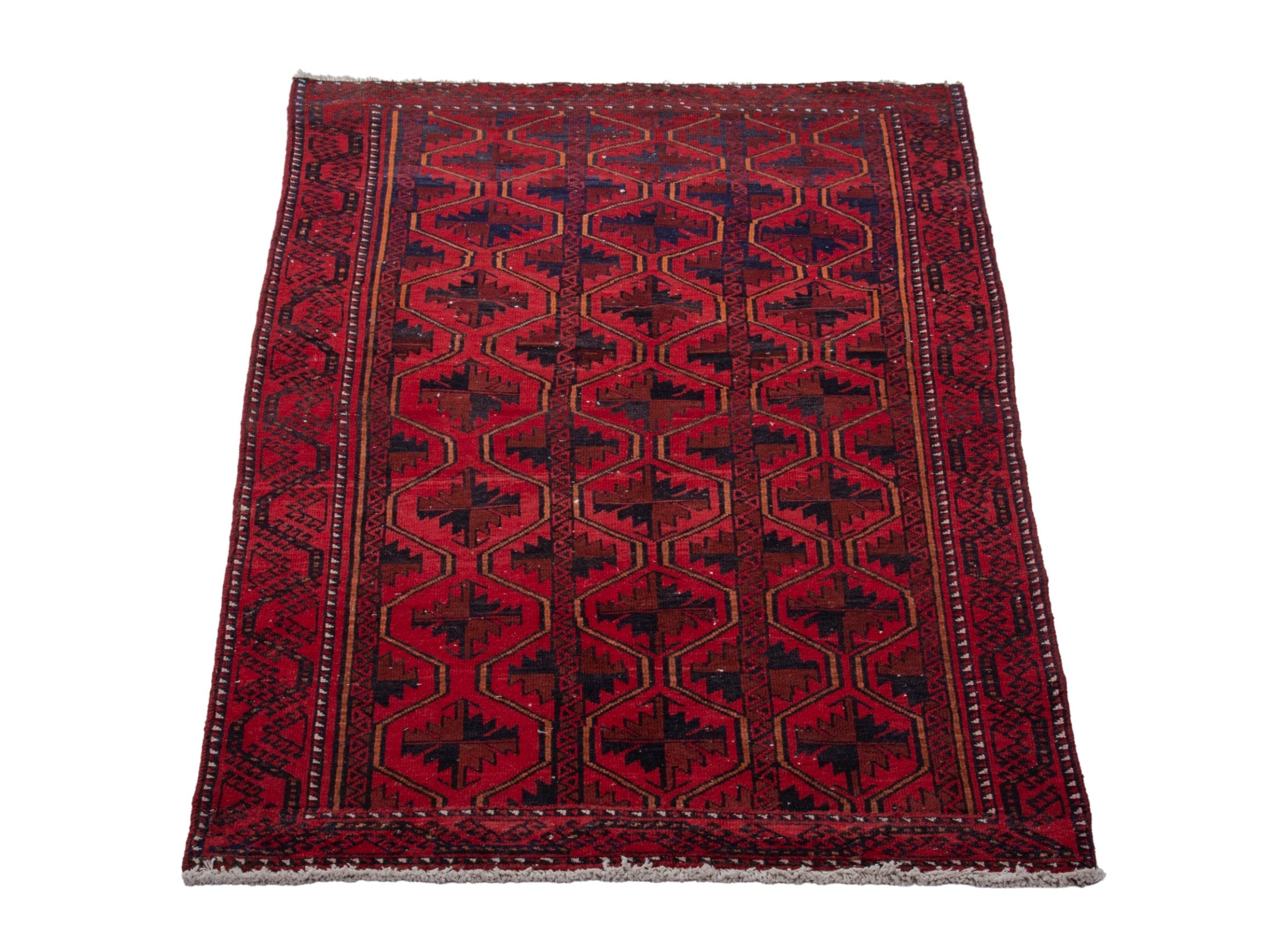 Persian Baluch accent rug in burgundy and deep red, view 3 of 17