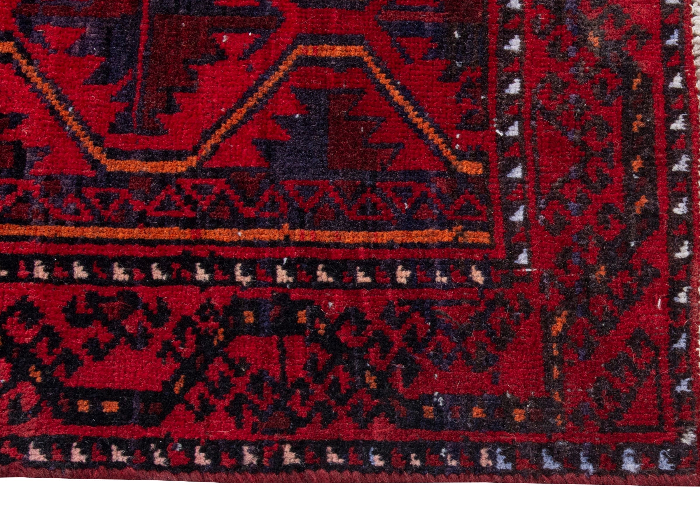 Persian Baluch accent rug in burgundy and deep red, view 5 of 17