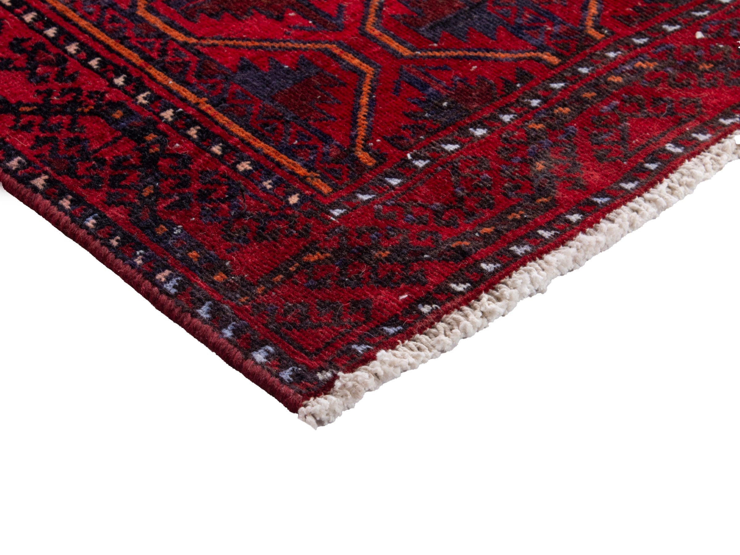 Persian Baluch accent rug in burgundy and deep red, view 6 of 17