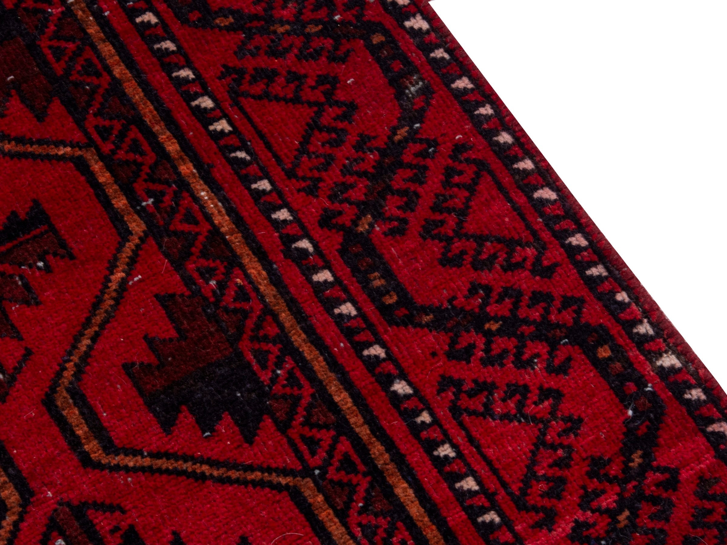 Persian Baluch accent rug in burgundy and deep red, view 7 of 17
