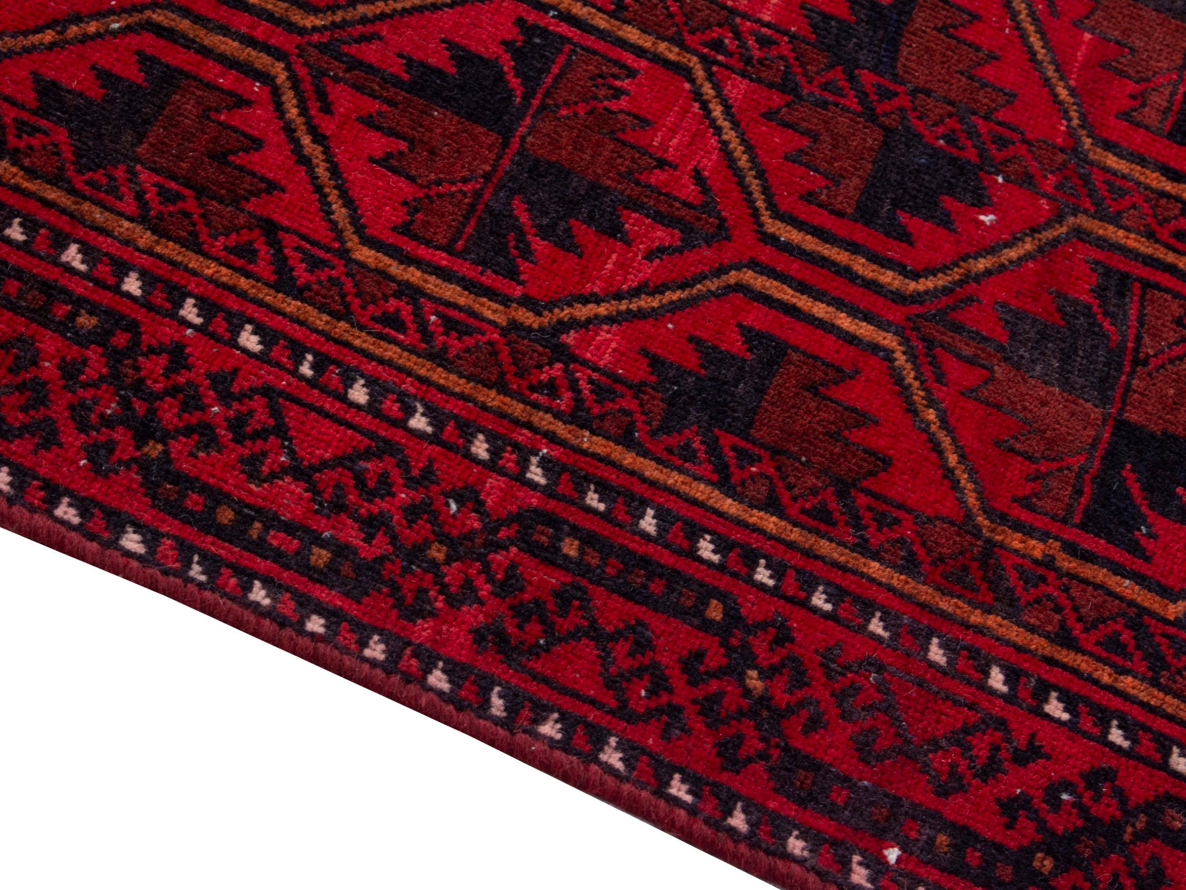 Persian Baluch accent rug in burgundy and deep red, view 8 of 17