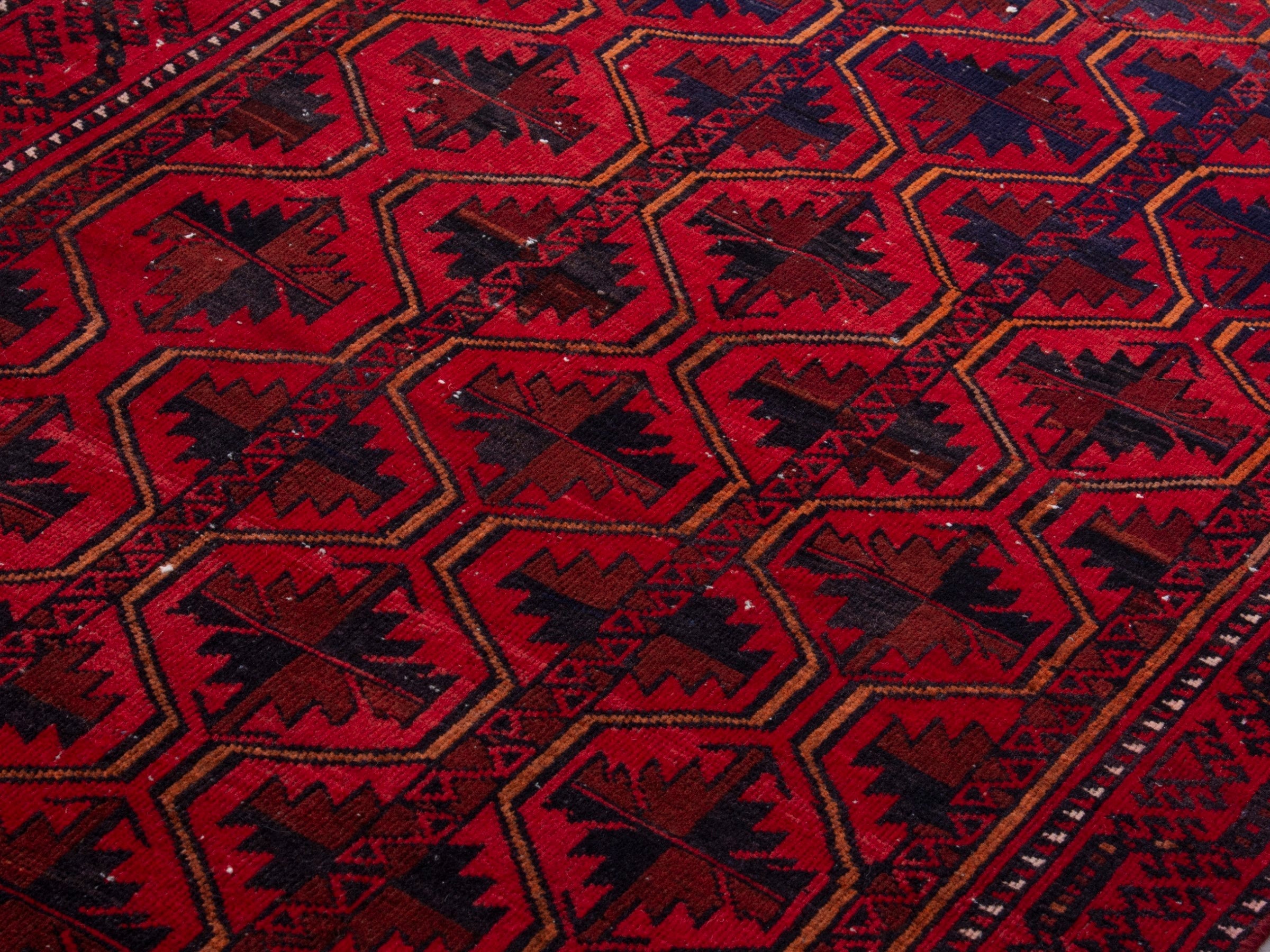 Persian Baluch accent rug in burgundy and deep red, view 10 of 17