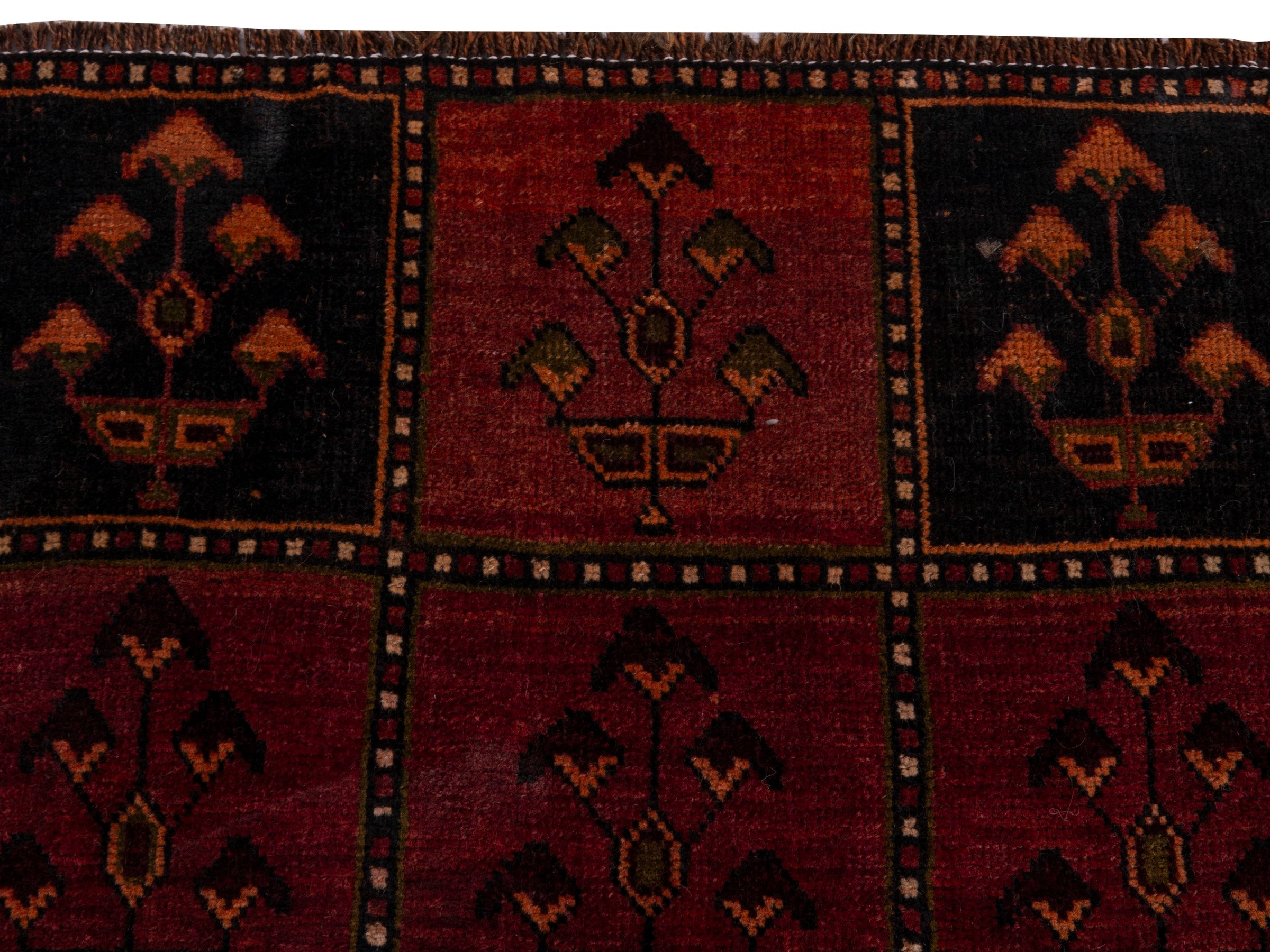 Persian Lori accent rug in burgundy and deep red, view 13 of 18