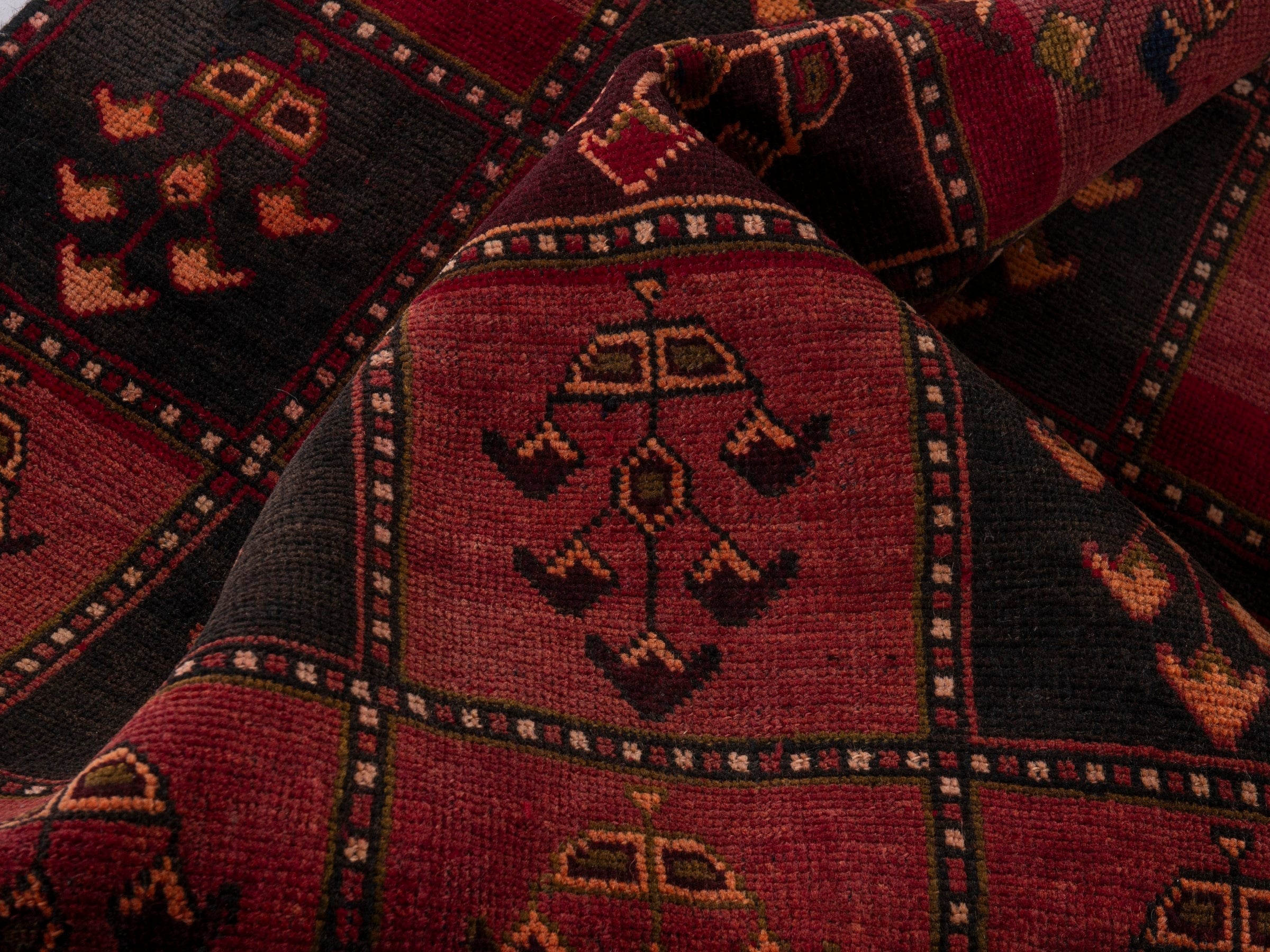 Persian Lori accent rug in burgundy and deep red, view 15 of 18
