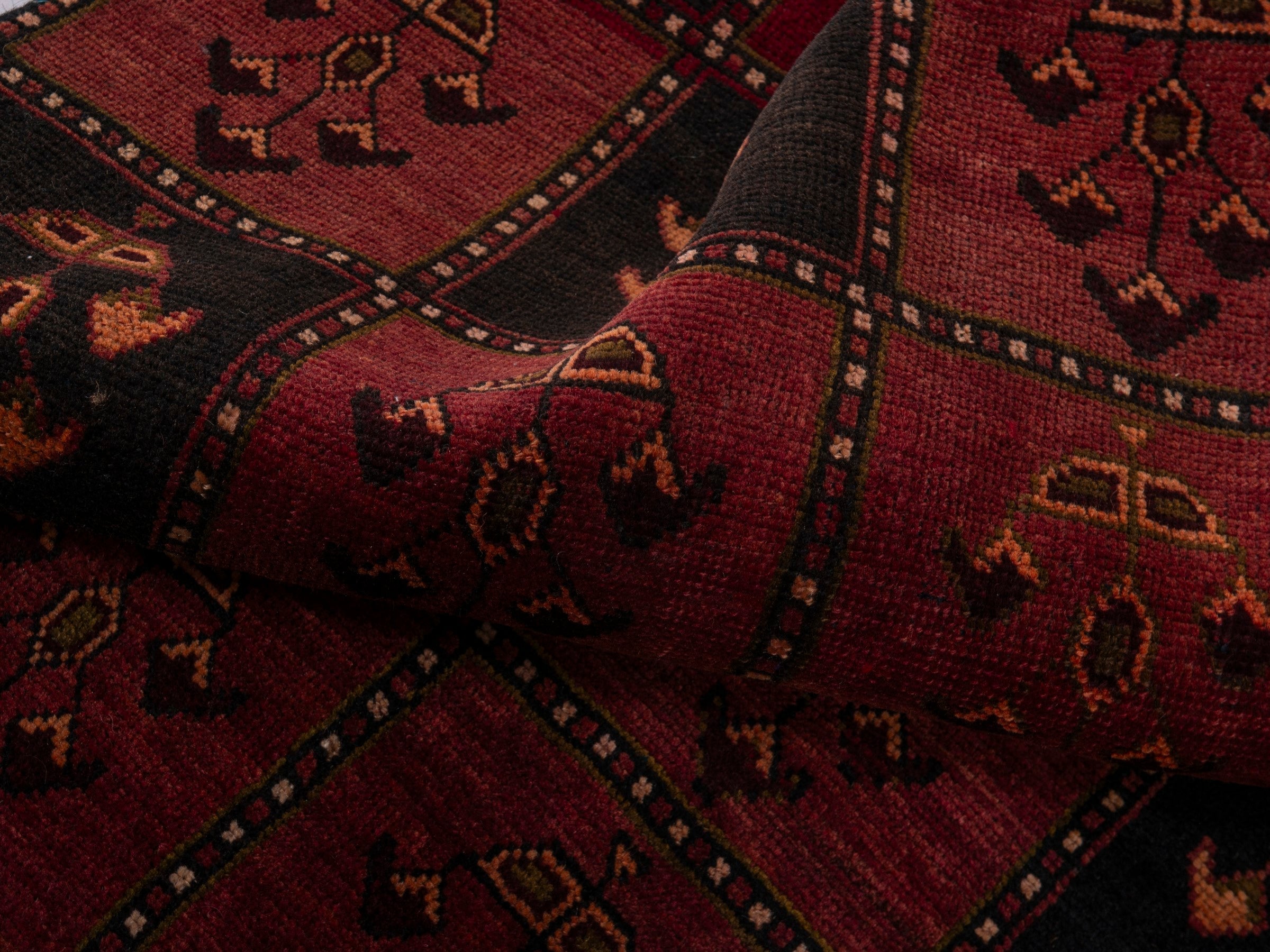 Persian Lori accent rug in burgundy and deep red, view 16 of 18