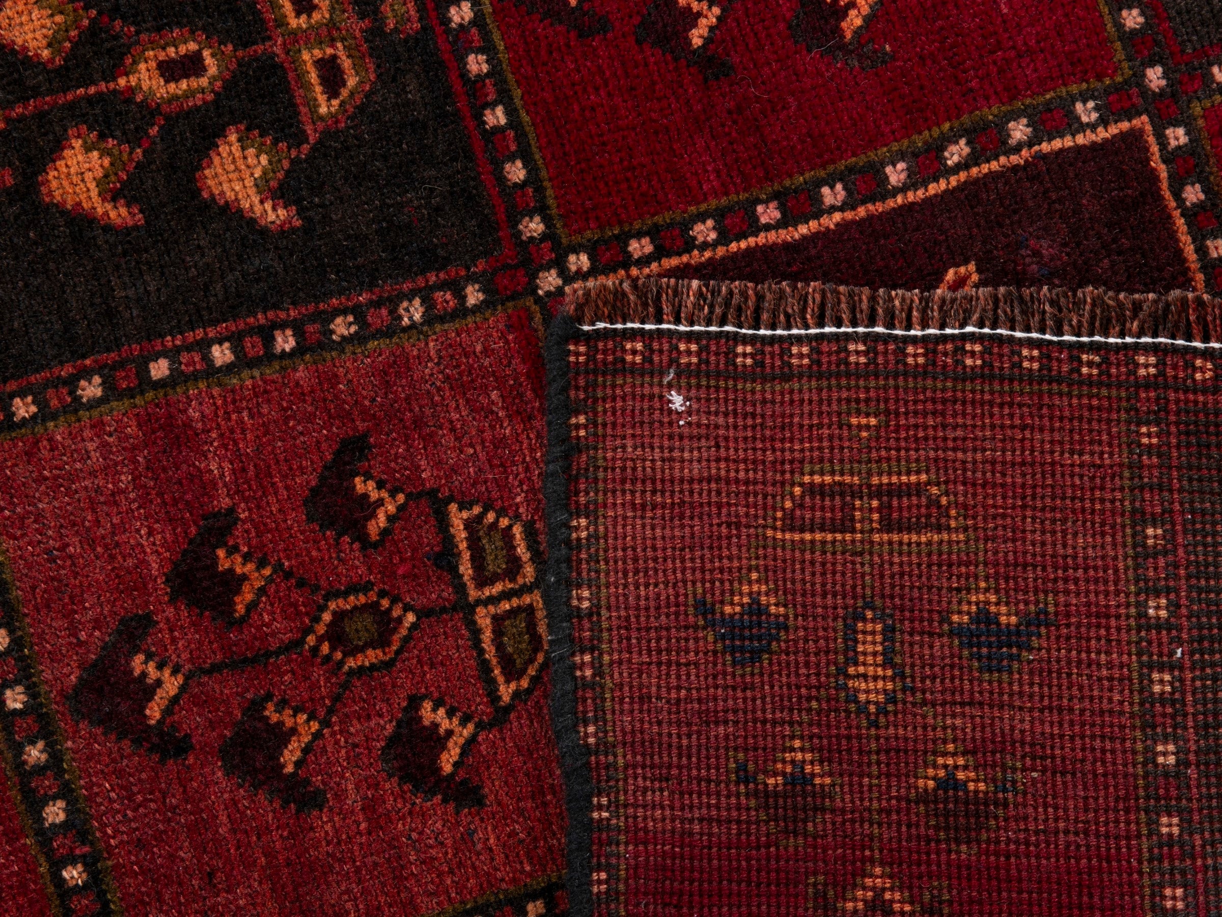 Persian Lori accent rug in burgundy and deep red, view 18 of 18