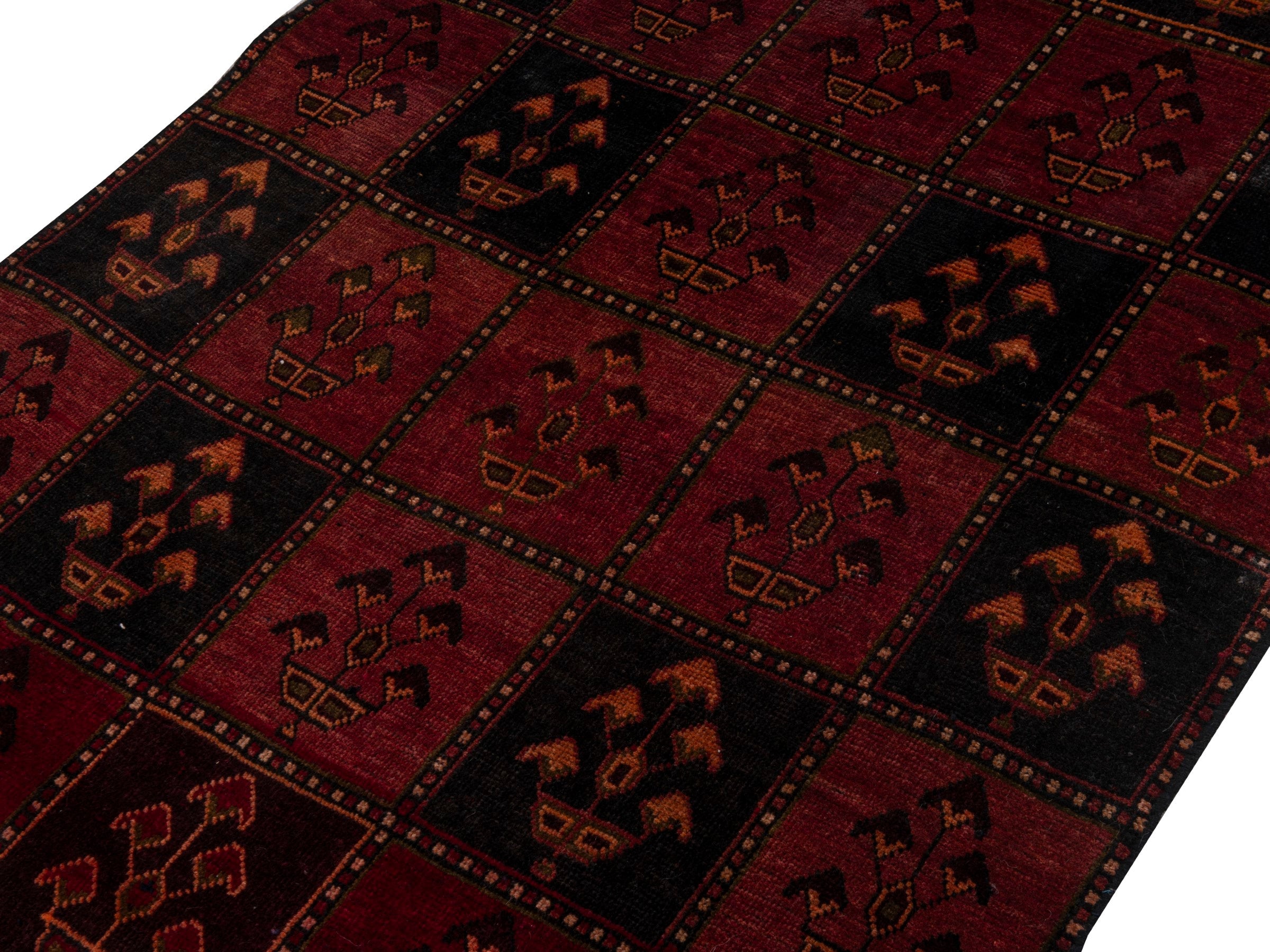 Persian Lori accent rug in burgundy and deep red, view 4 of 18