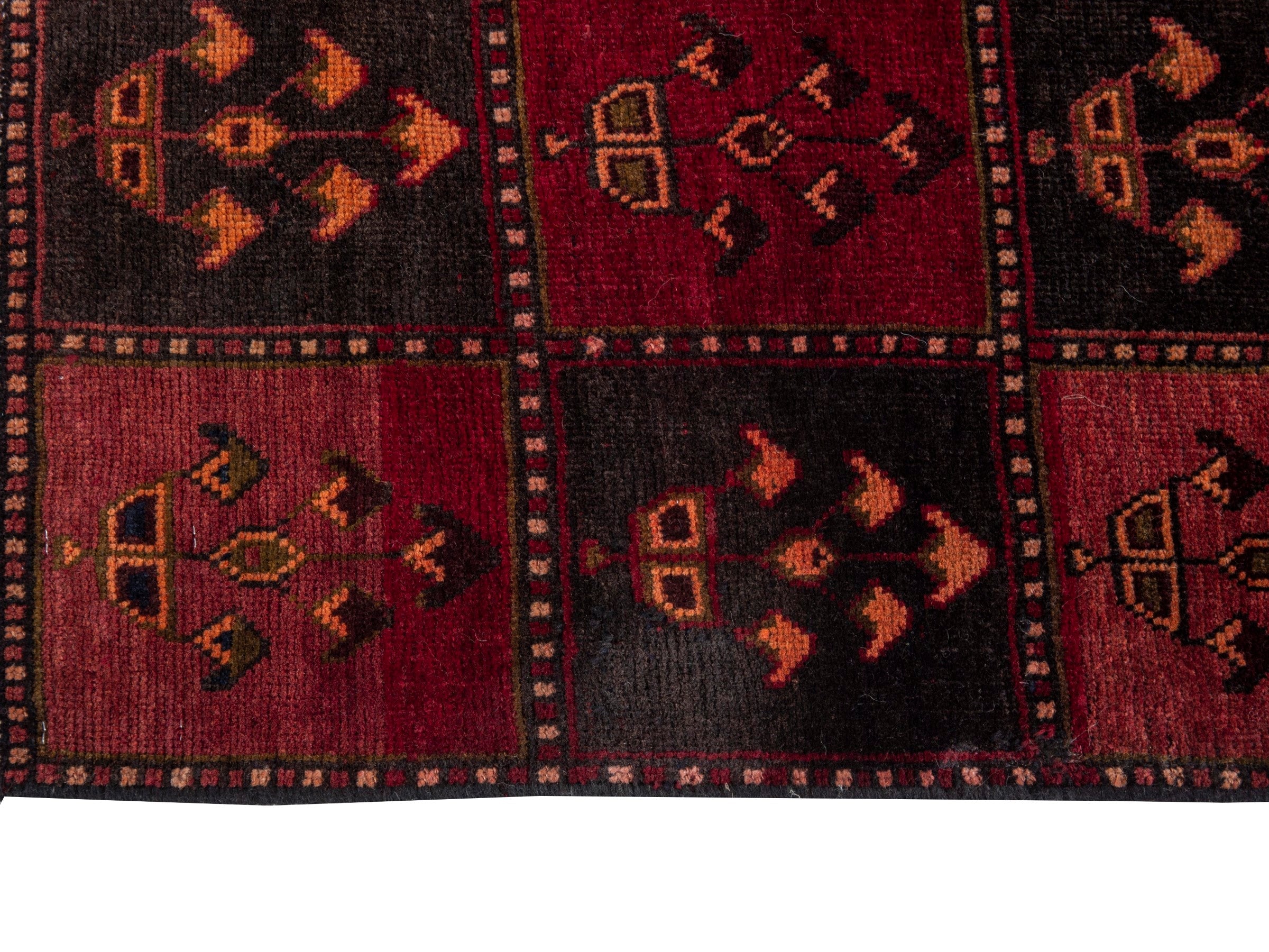 Persian Lori accent rug in burgundy and deep red, view 5 of 18