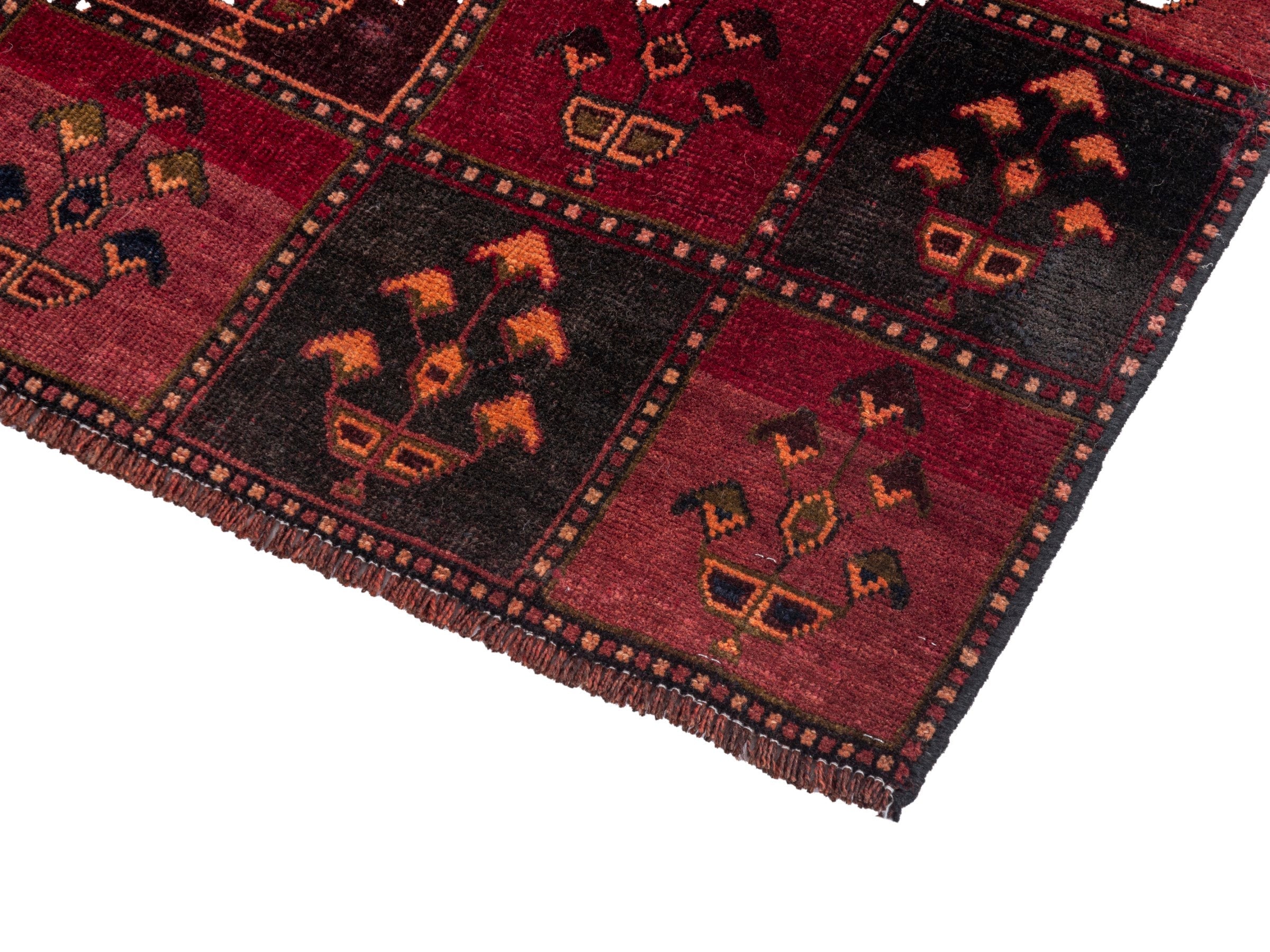 Persian Lori accent rug in burgundy and deep red, view 6 of 18