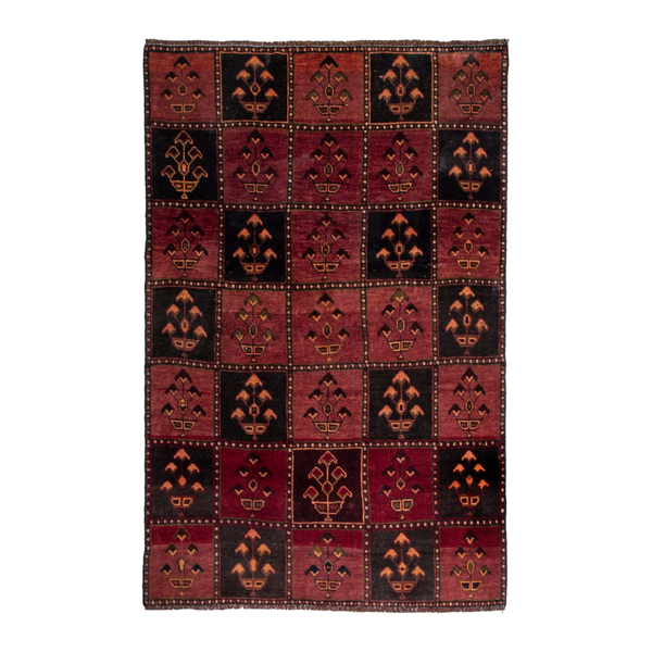 Persian Lori accent rug in burgundy and deep red, 3'11" x 5'11"