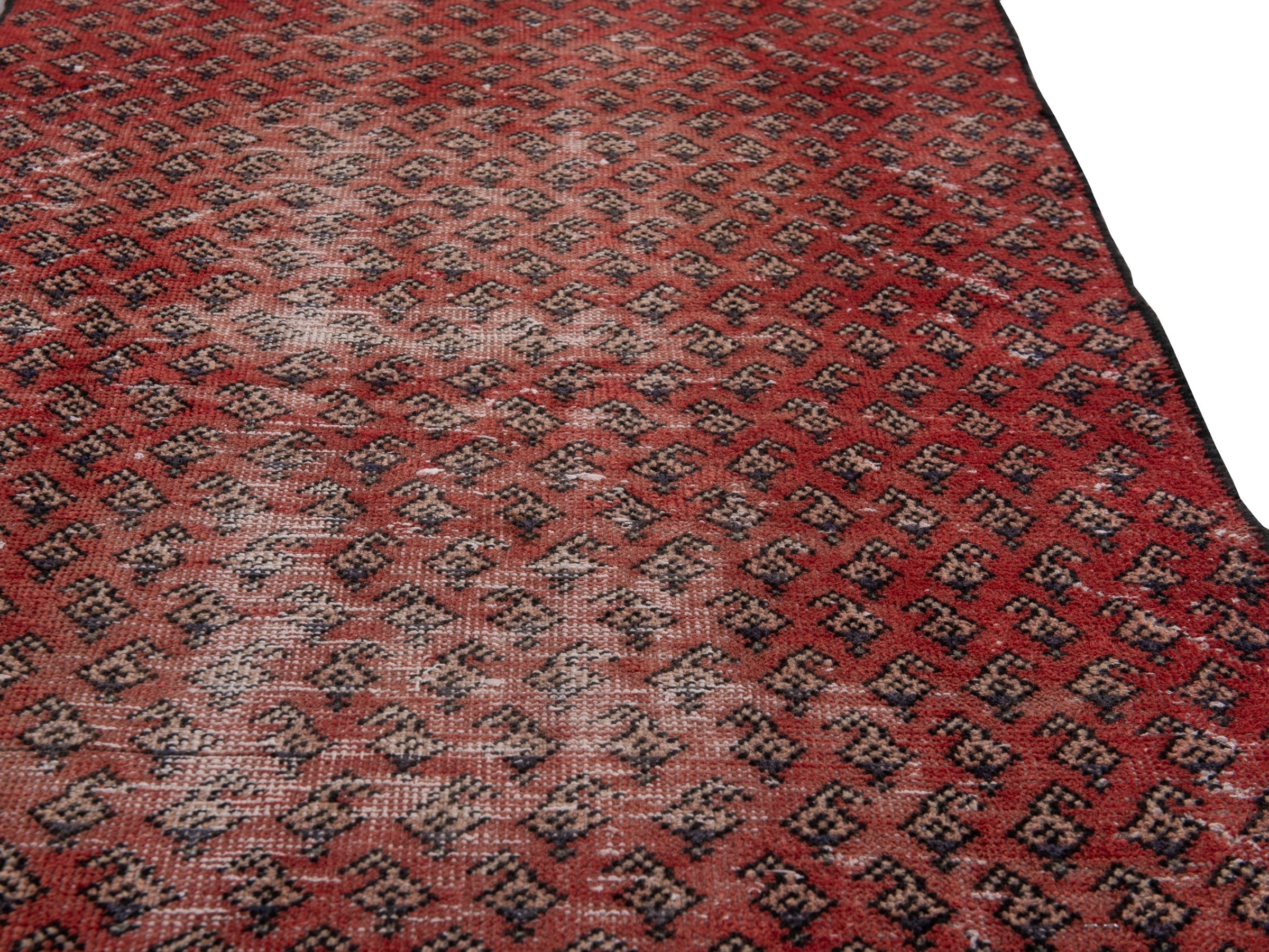 Persian Arak accent rug in burgundy and faded red, view 10 of 16