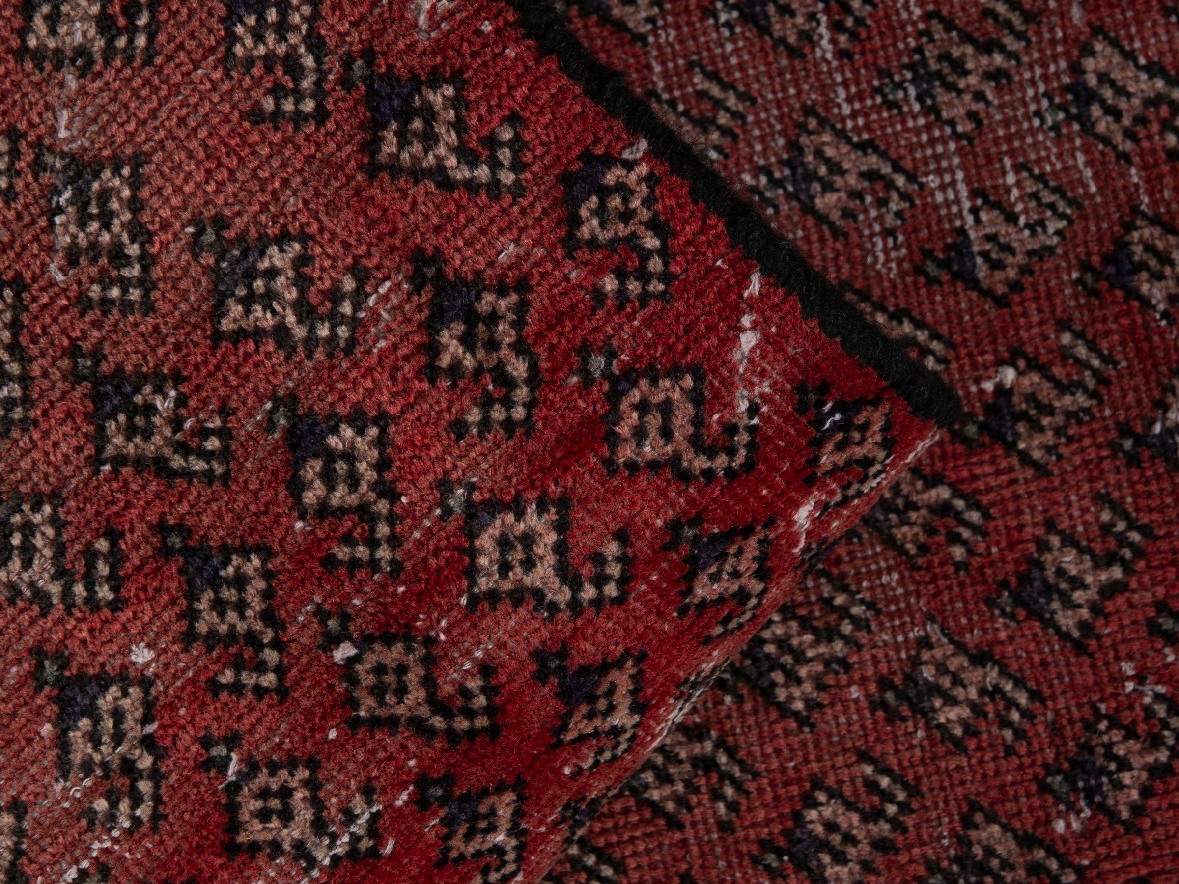 Persian Arak accent rug in burgundy and faded red, view 14 of 16
