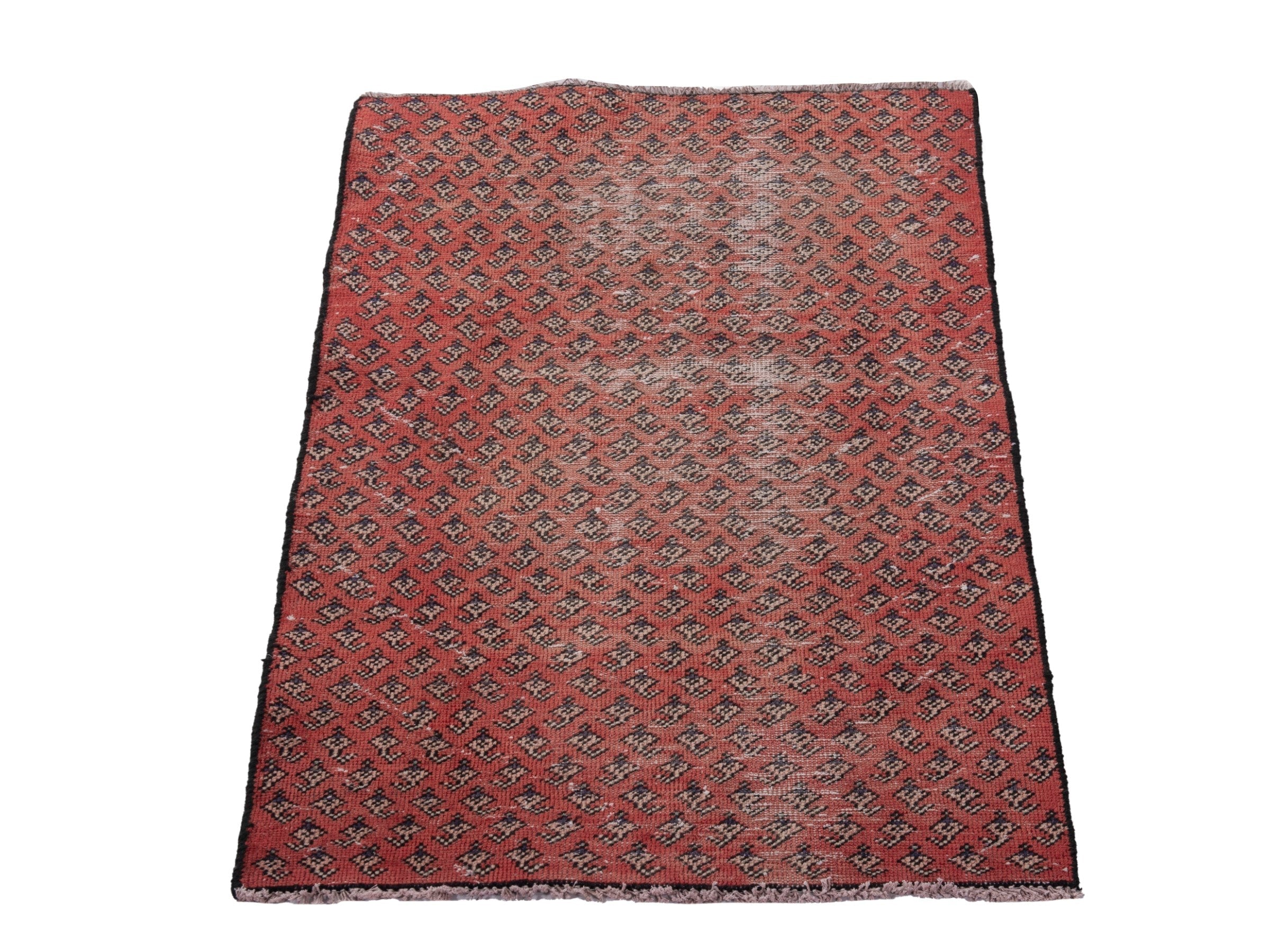 Persian Arak accent rug in burgundy and faded red, view 2 of 16