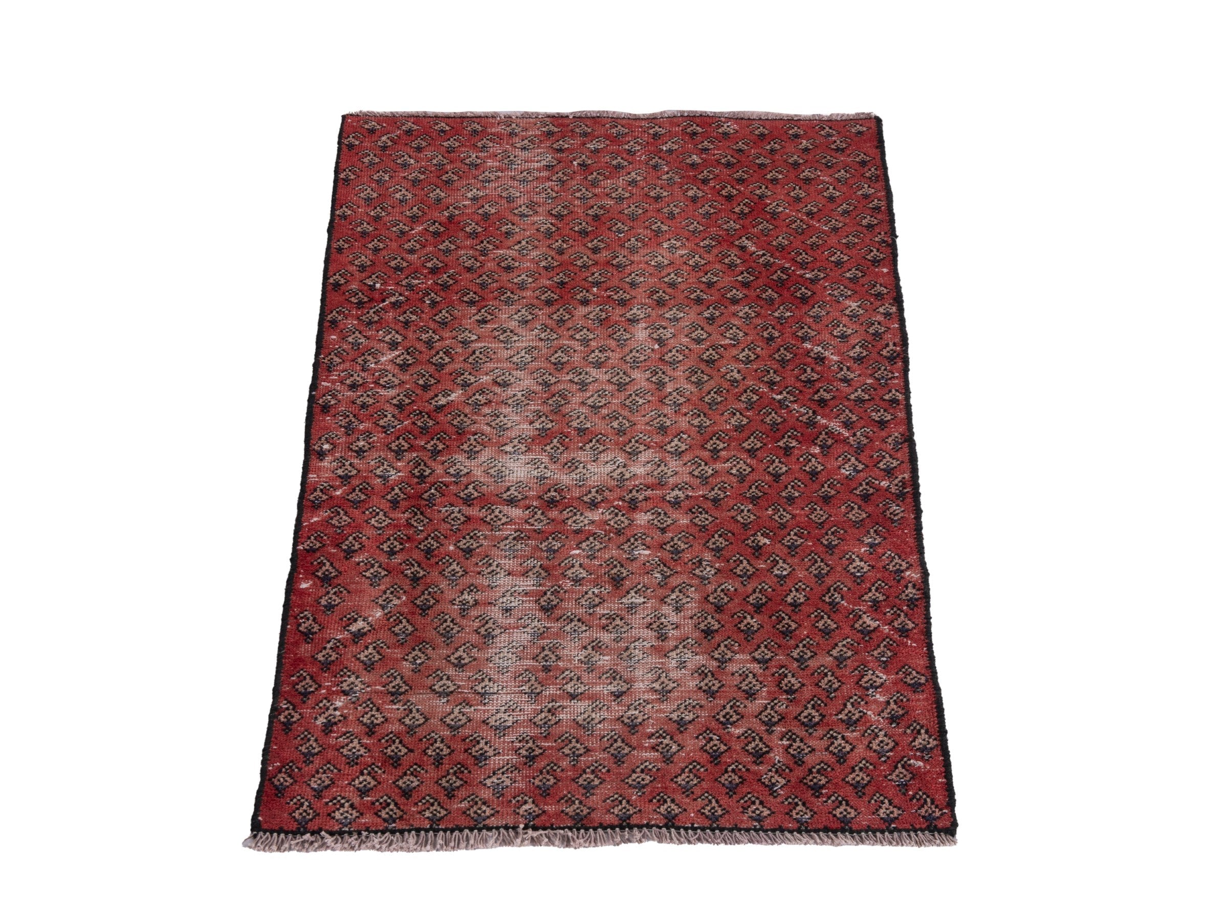 Persian Arak accent rug in burgundy and faded red, view 3 of 16