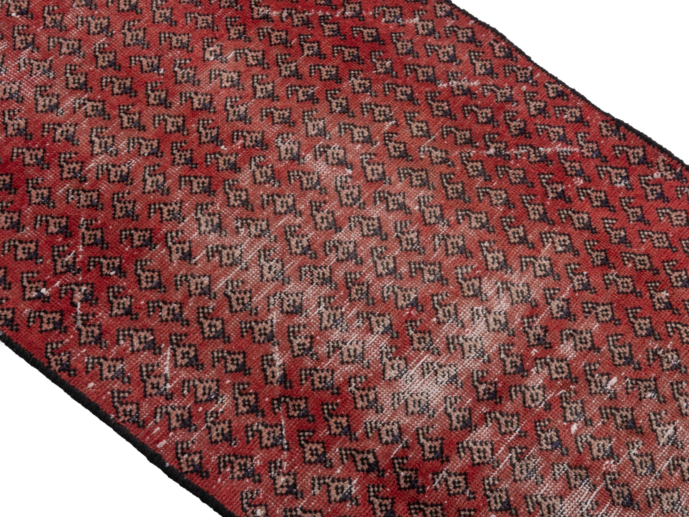 Persian Arak accent rug in burgundy and faded red, view 4 of 16
