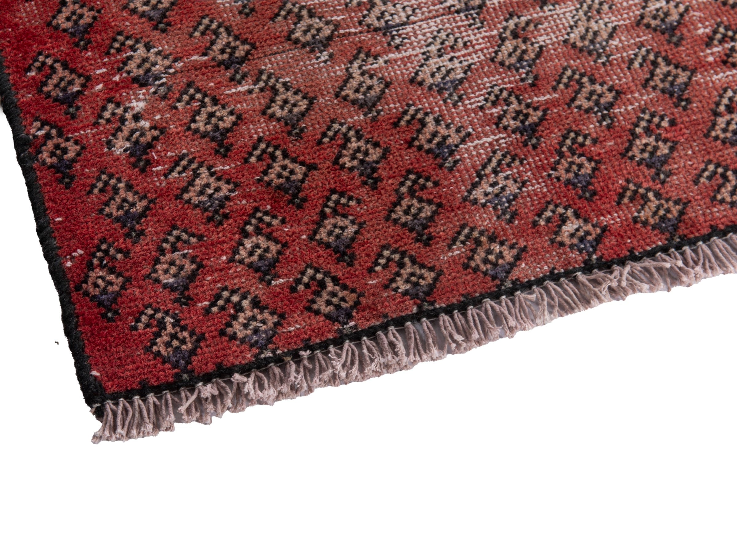 Persian Arak accent rug in burgundy and faded red, view 6 of 16