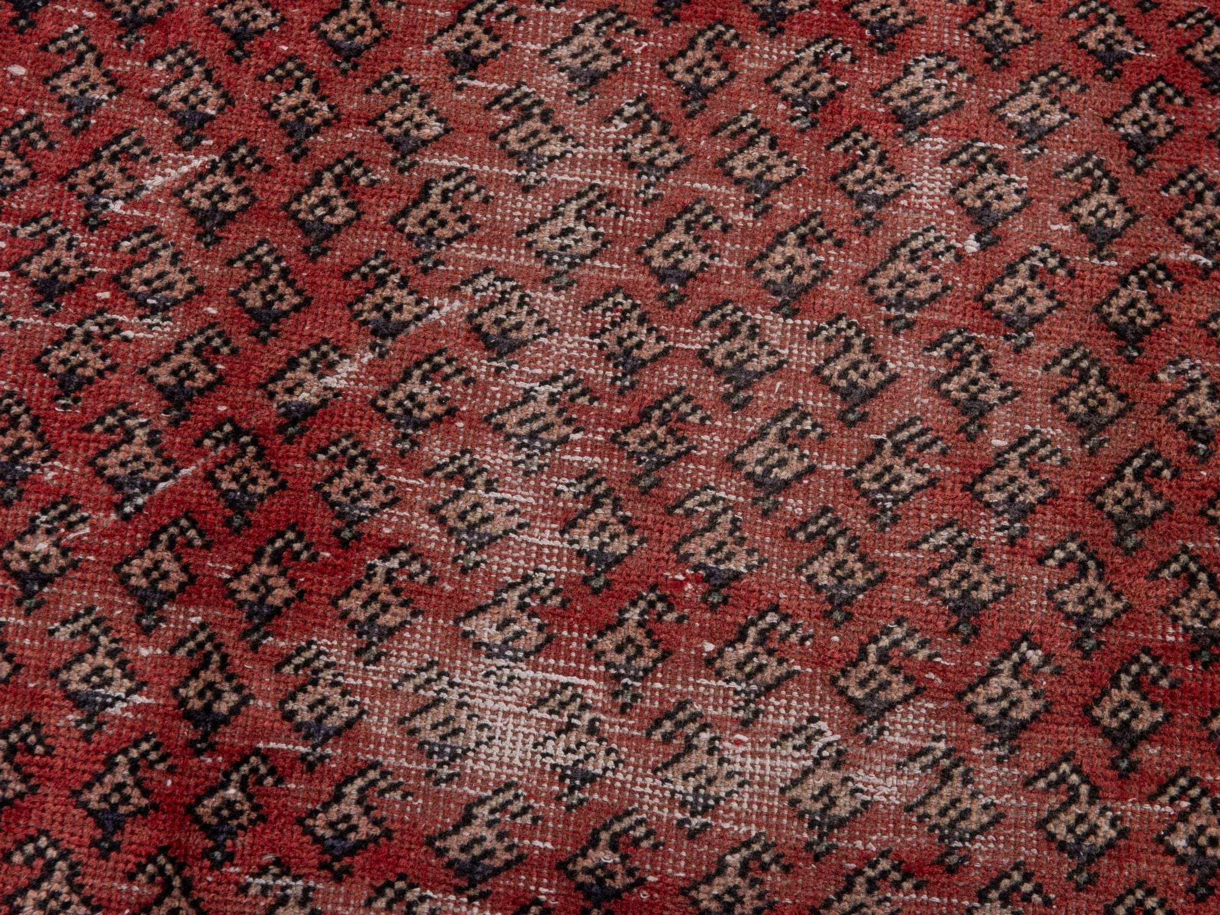 Persian Arak accent rug in burgundy and faded red, view 7 of 16