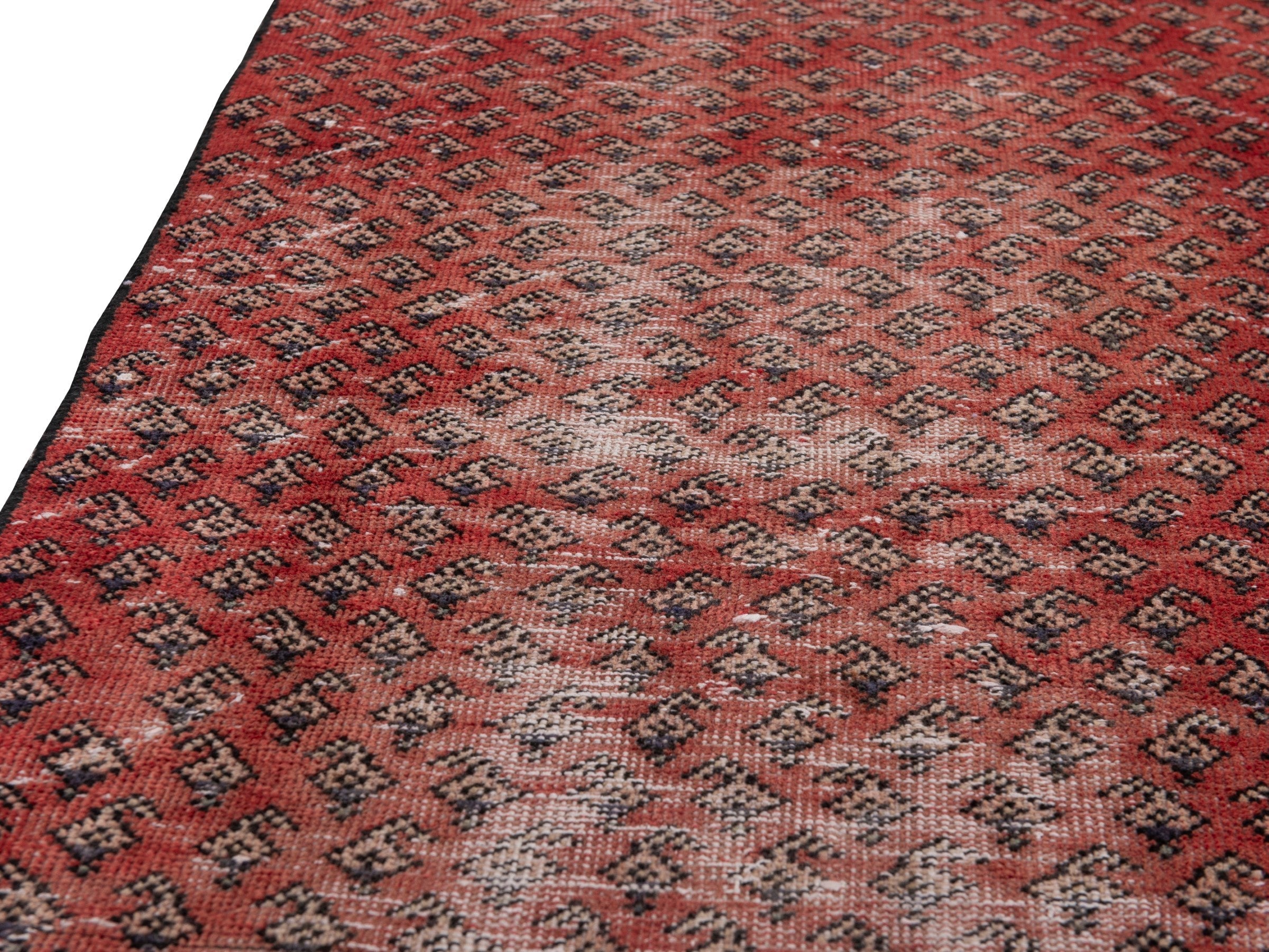 Persian Arak accent rug in burgundy and faded red, view 9 of 16