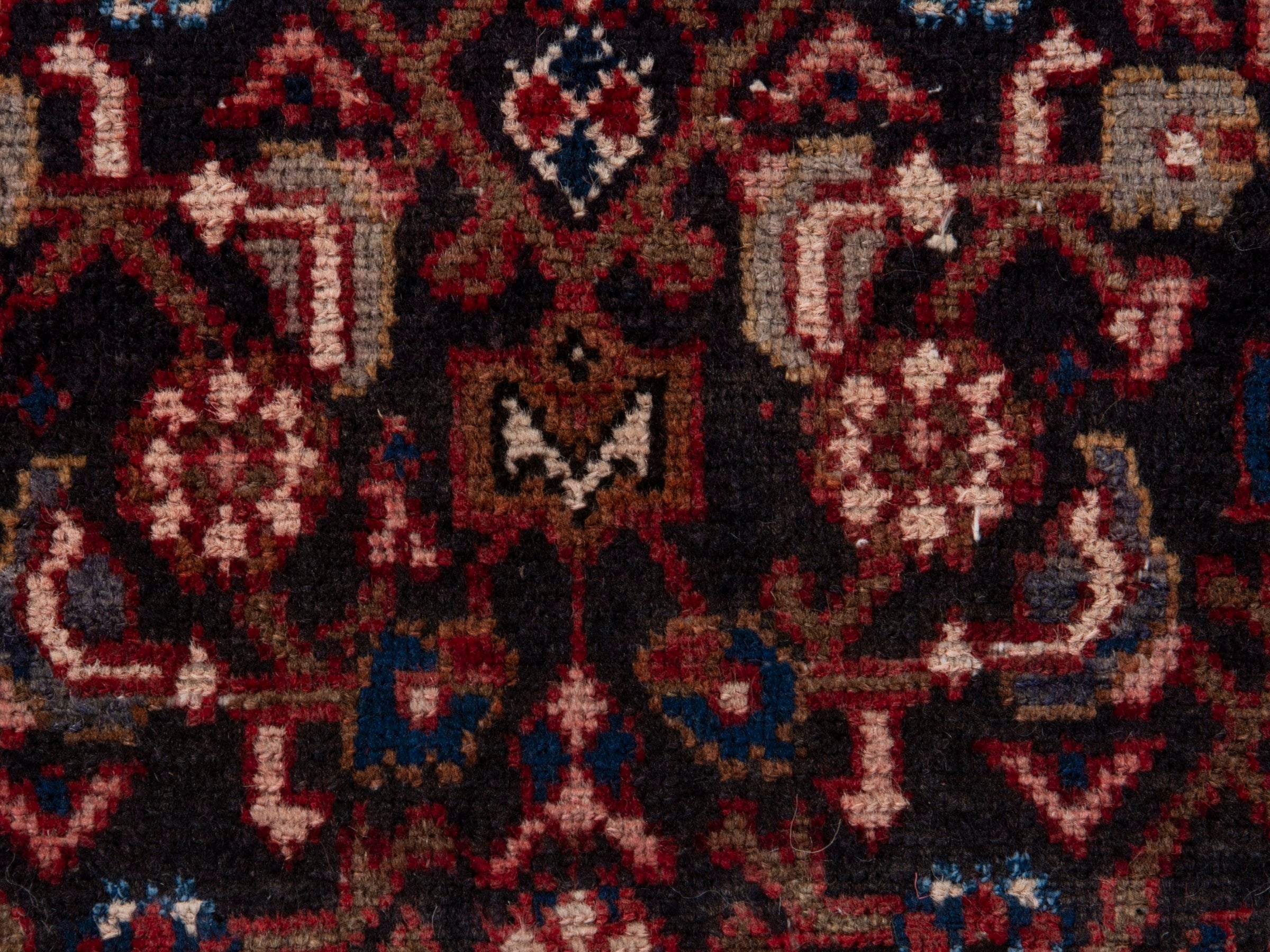 Persian Hamedan accent rug in burgundy and terracotta, view 11 of 17