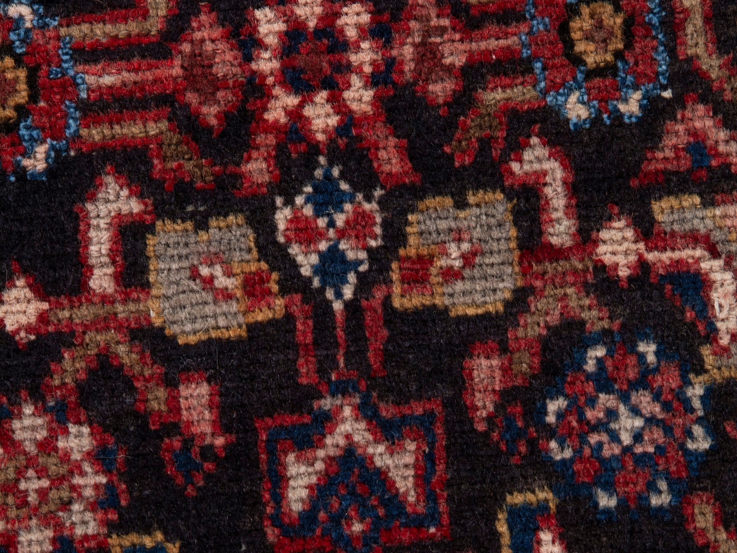 Persian Hamedan accent rug in burgundy and terracotta, view 12 of 17