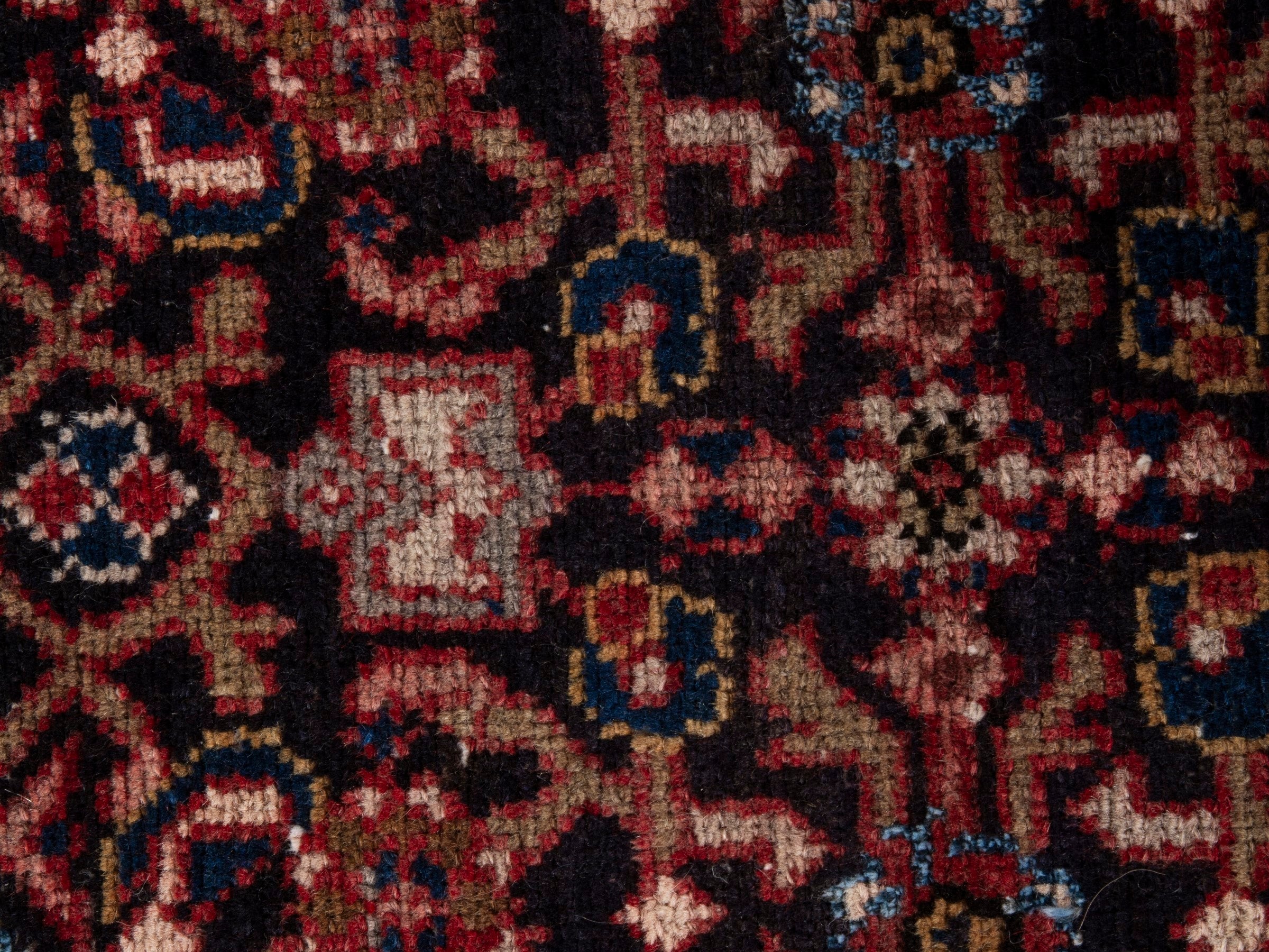 Persian Hamedan accent rug in burgundy and terracotta, view 13 of 17